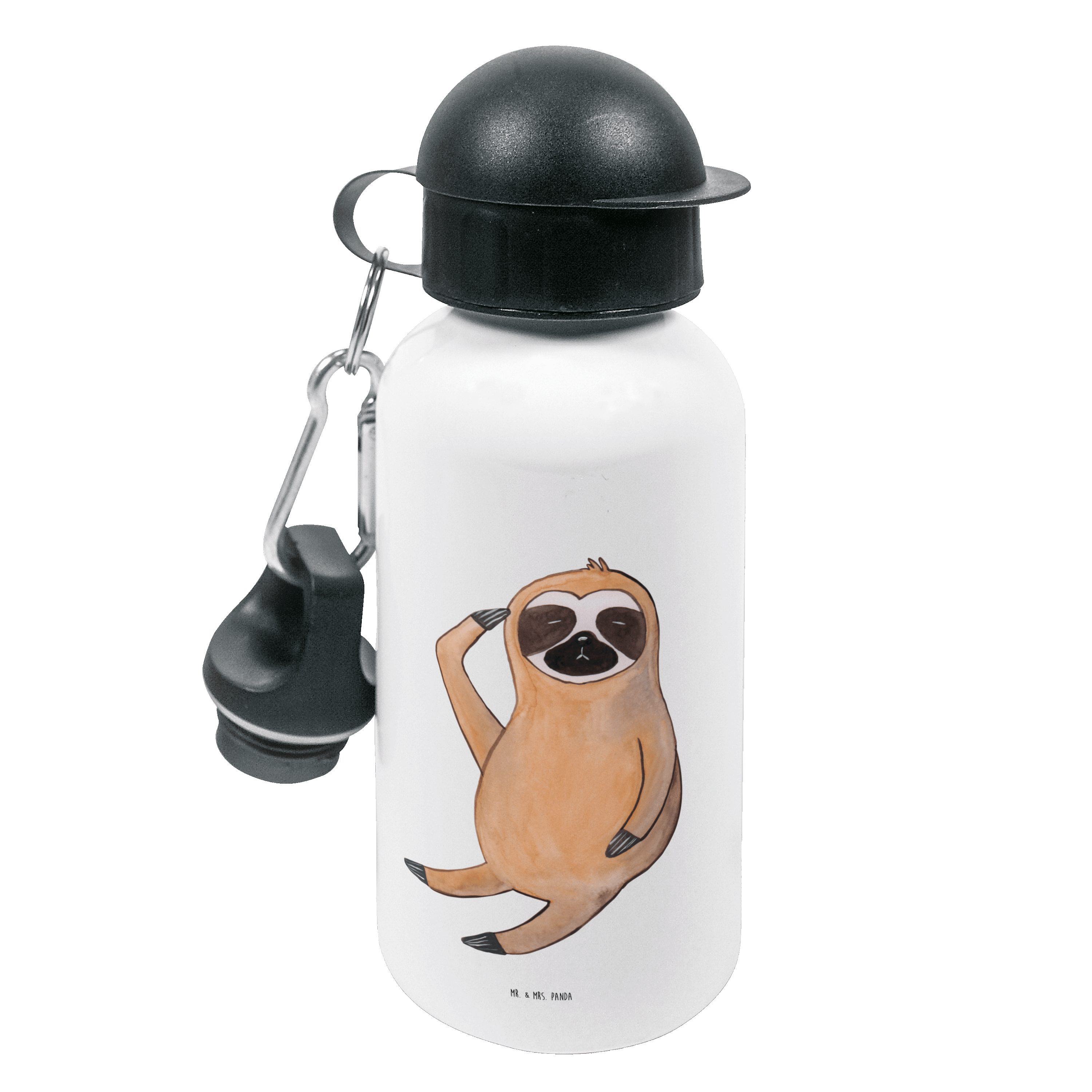 Mr. & Mrs. Panda Trinkflasche Faultier Vogel - Weiß - Geschenk, Faultierwelt, Flasche, Kindergarten, Leicht zu öffnen