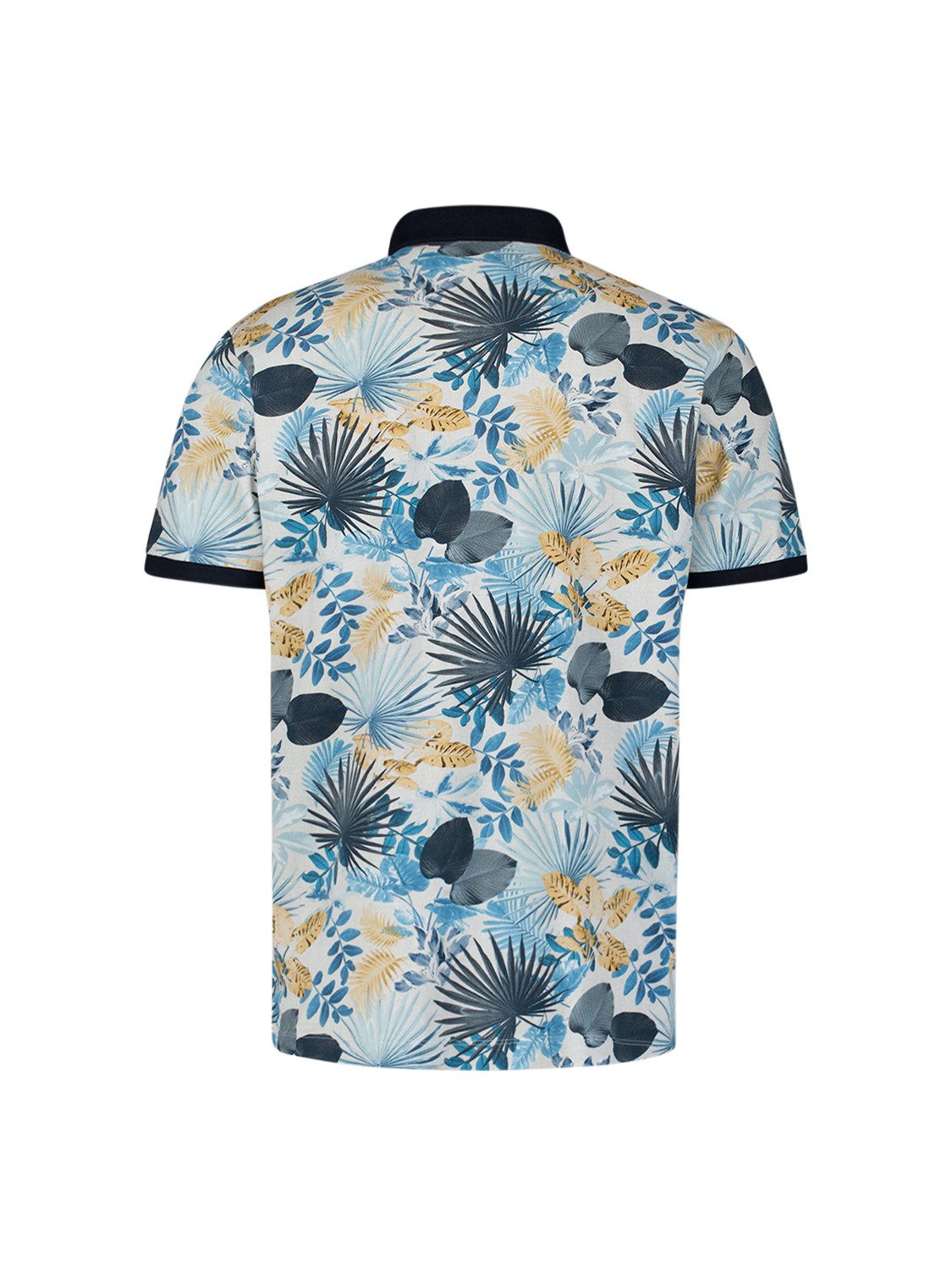 NO EXCESS T-Shirt Polo Pique Allover Printed, Blue