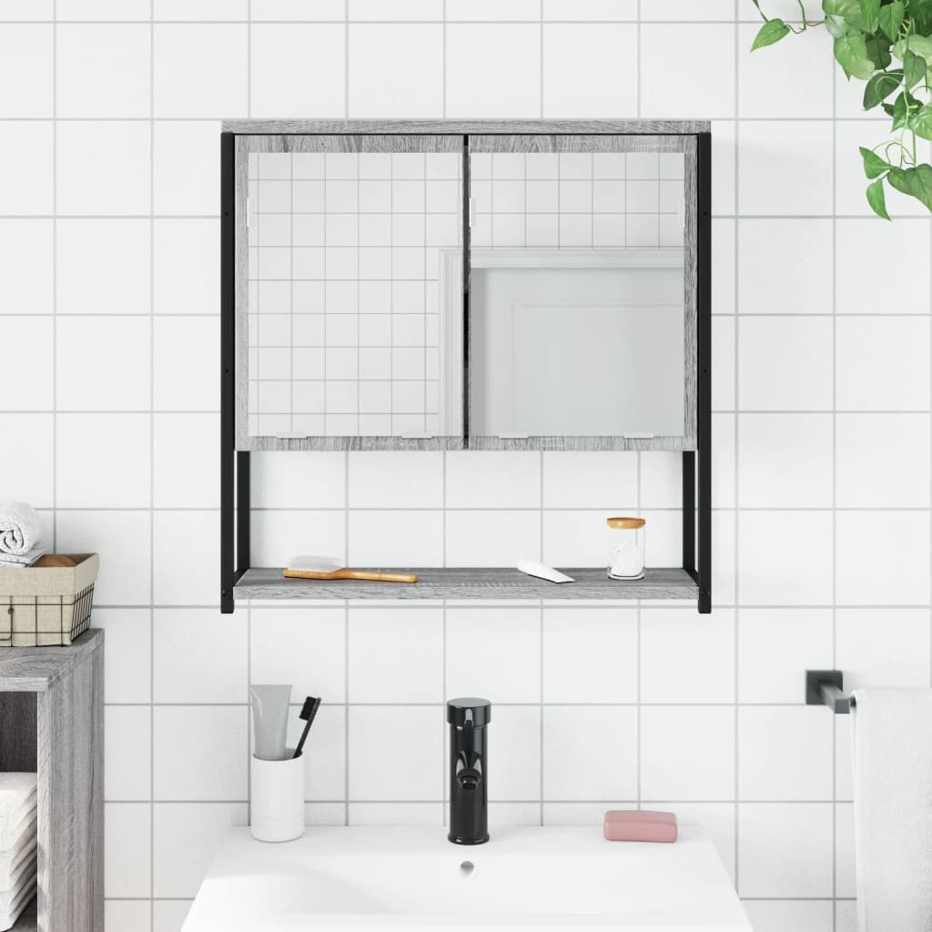 vidaXL Badezimmerspiegelschrank Bad-Spiegelschrank Grau Sonoma 60x16x60 günstig online kaufen