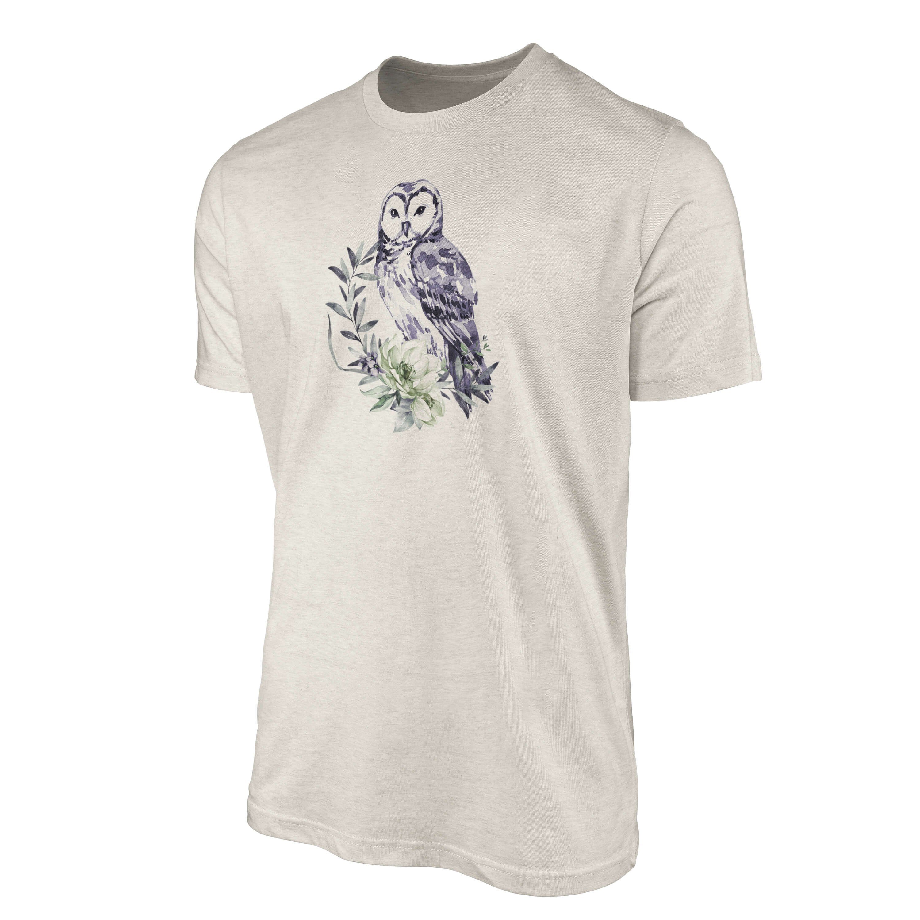Bio-Baumwolle Aquarell T-Shirt Eule Shirt Farbe Art T-Shirt Sinus Ökomode Motiv Nachhaltig Herren Organic (1-tlg)