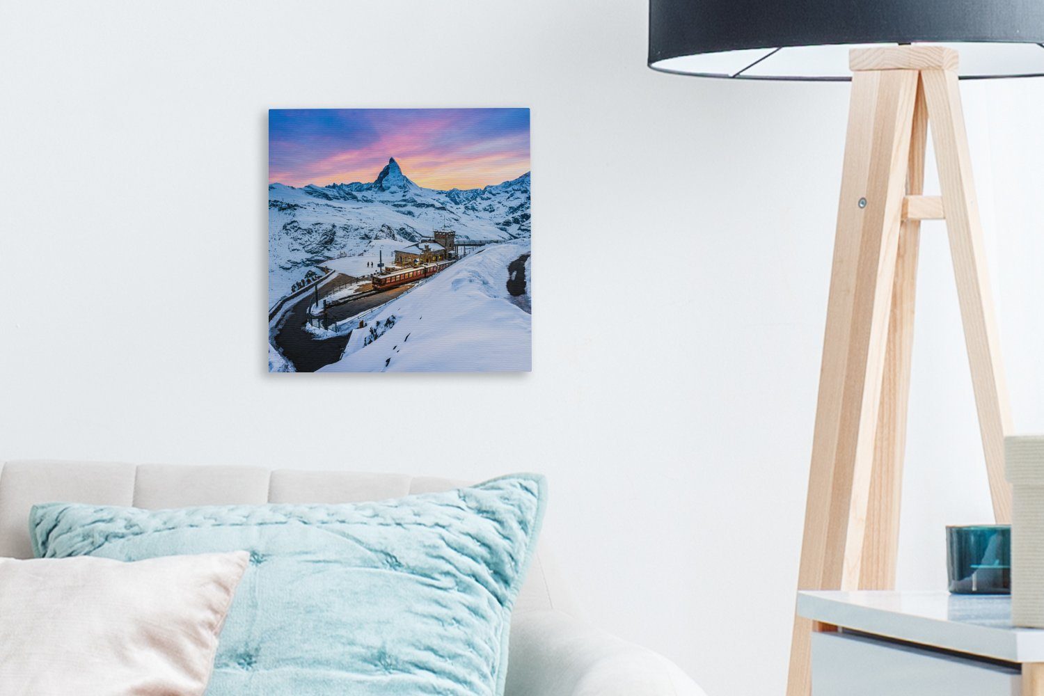 Matterhorn Wohnzimmer am Gornergratbahn, Bilder bei Leinwandbild OneMillionCanvasses® Schweizer (1 Schlafzimmer der Leinwand St), Dämmerung für