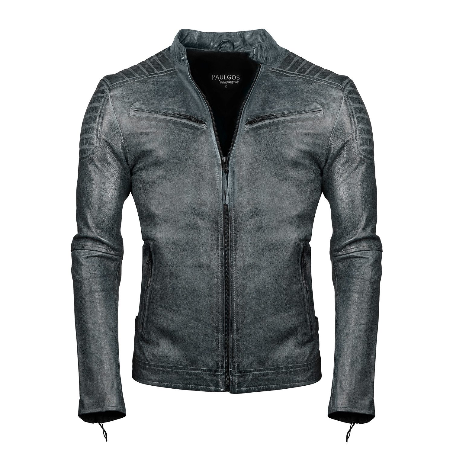 PAULGOS Lederjacke Herren Jacke Übergangsjacke Biker Look 100% Echtleder D1 günstig online kaufen