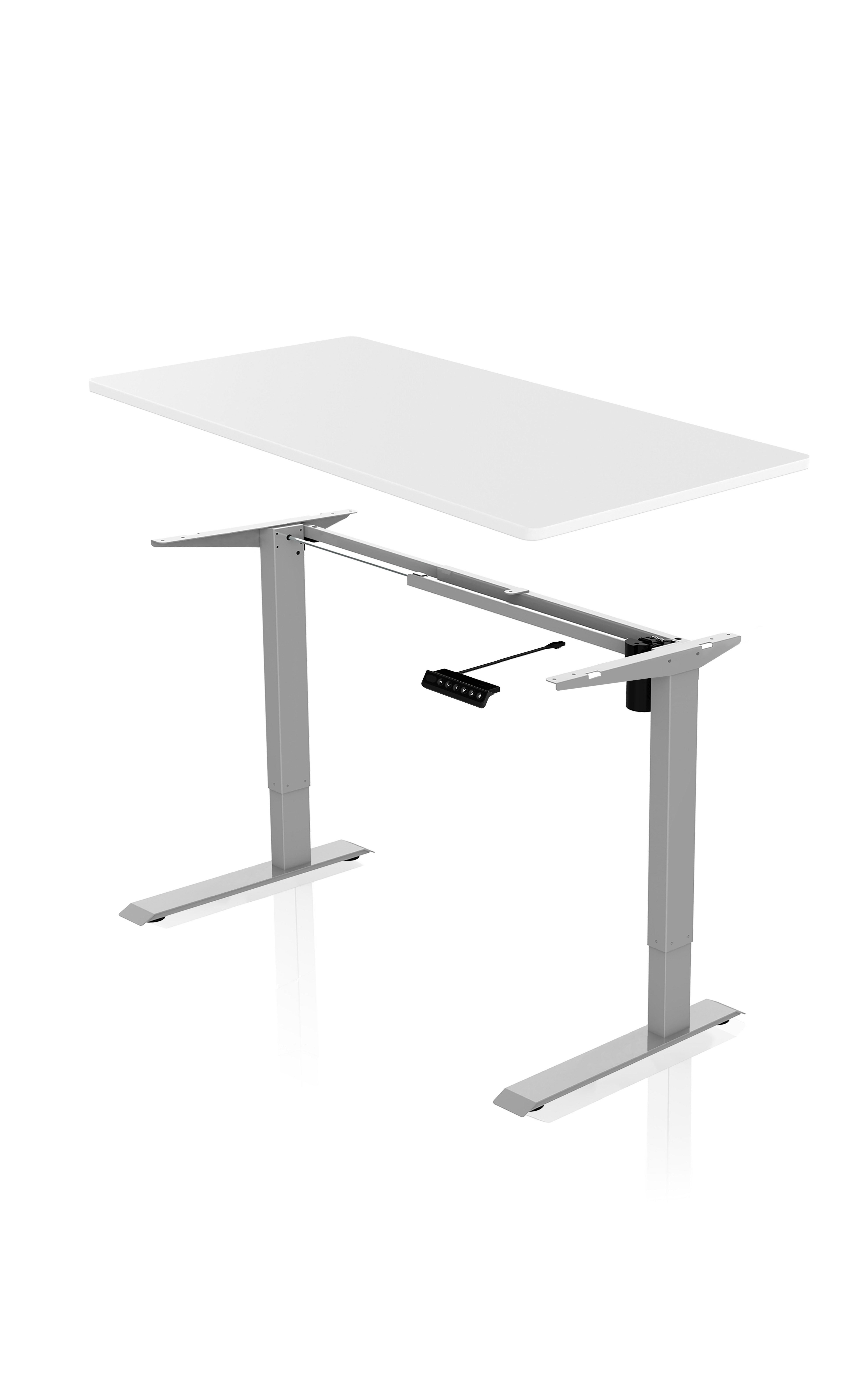 AGIl Schreibtisch elektrisch höhenverstellbarer Schreibtisch Tischplatte Komplett-Set 120*60 cm - Graues - Gestell Weiße