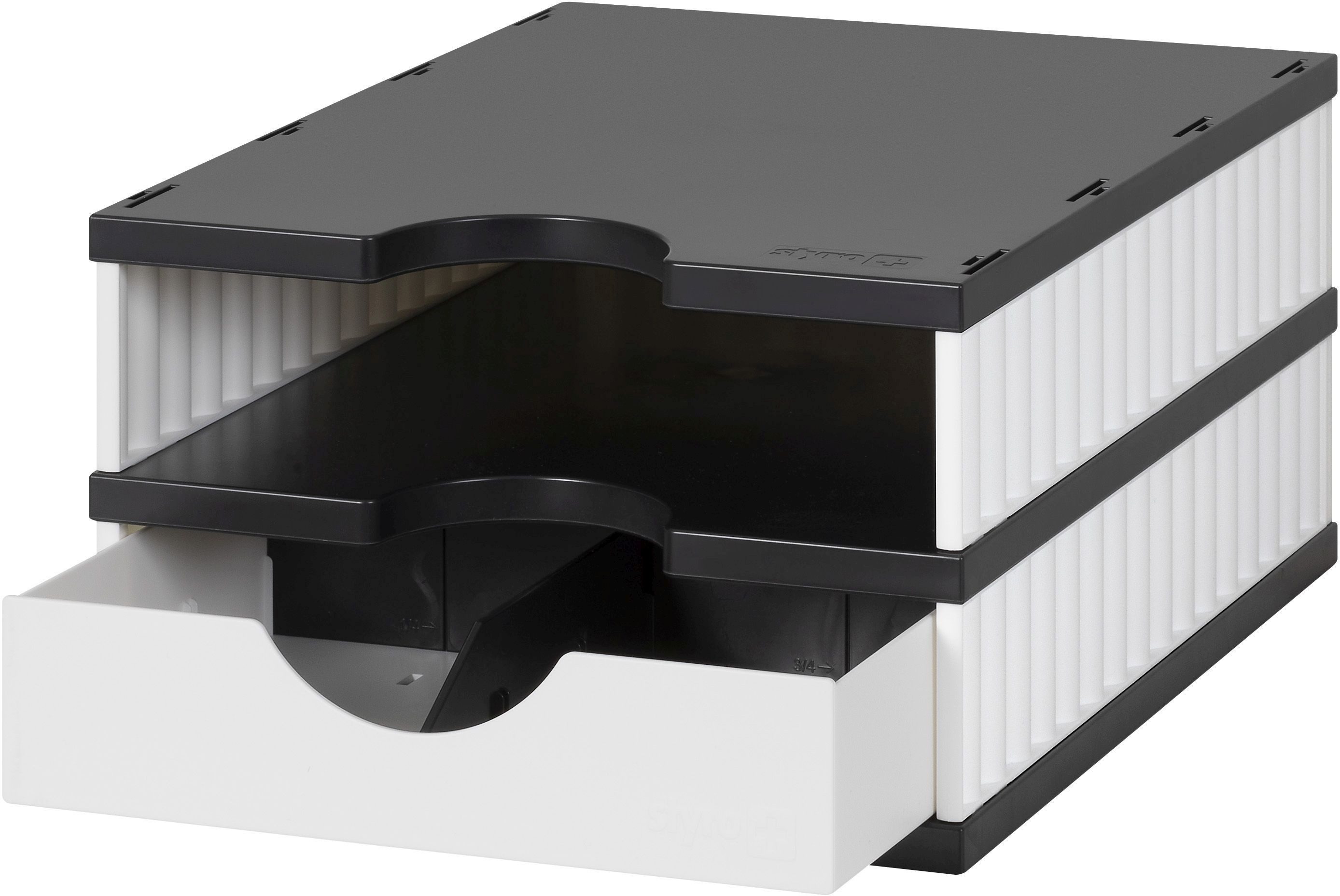 STYRO Organizer Aufbewahrungsbox styrodoc uno SET 2 Fächer weiß/schwarz Schublade weiß