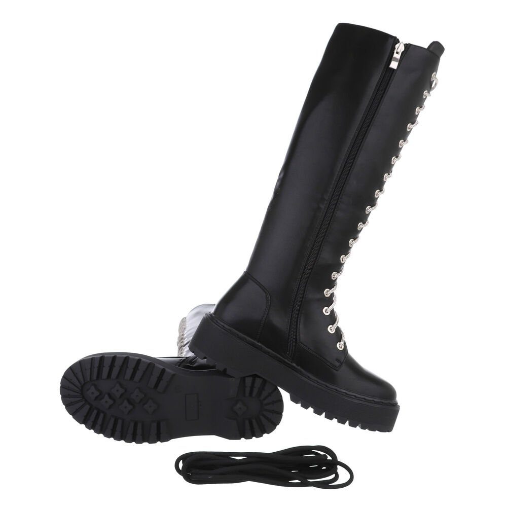Ital-Design Damen Schnürschuhe Biker Plateaustiefel (85493301) Blockabsatz günstig online kaufen