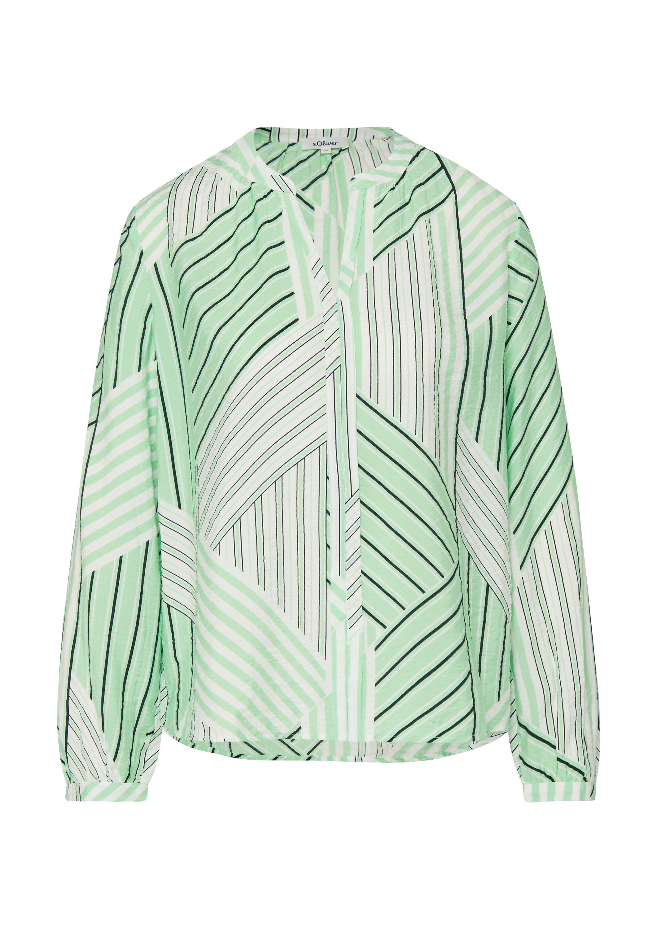s.Oliver Langarmbluse Bluse Viskosebluse mit Raffung und All-over-Print günstig online kaufen