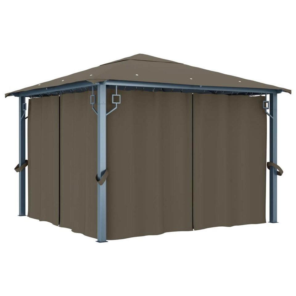 vidaXL Partyzelt »Pavillon mit Vorhang 300×300 cm Taupe Aluminium«