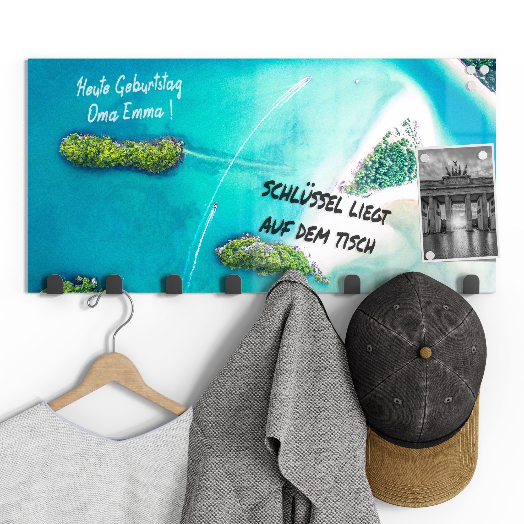 beschreibbar DEQORI Strand magnetisch Garderobe Kleiderhaken Krabi', 'Sirithan Paneel in Glas