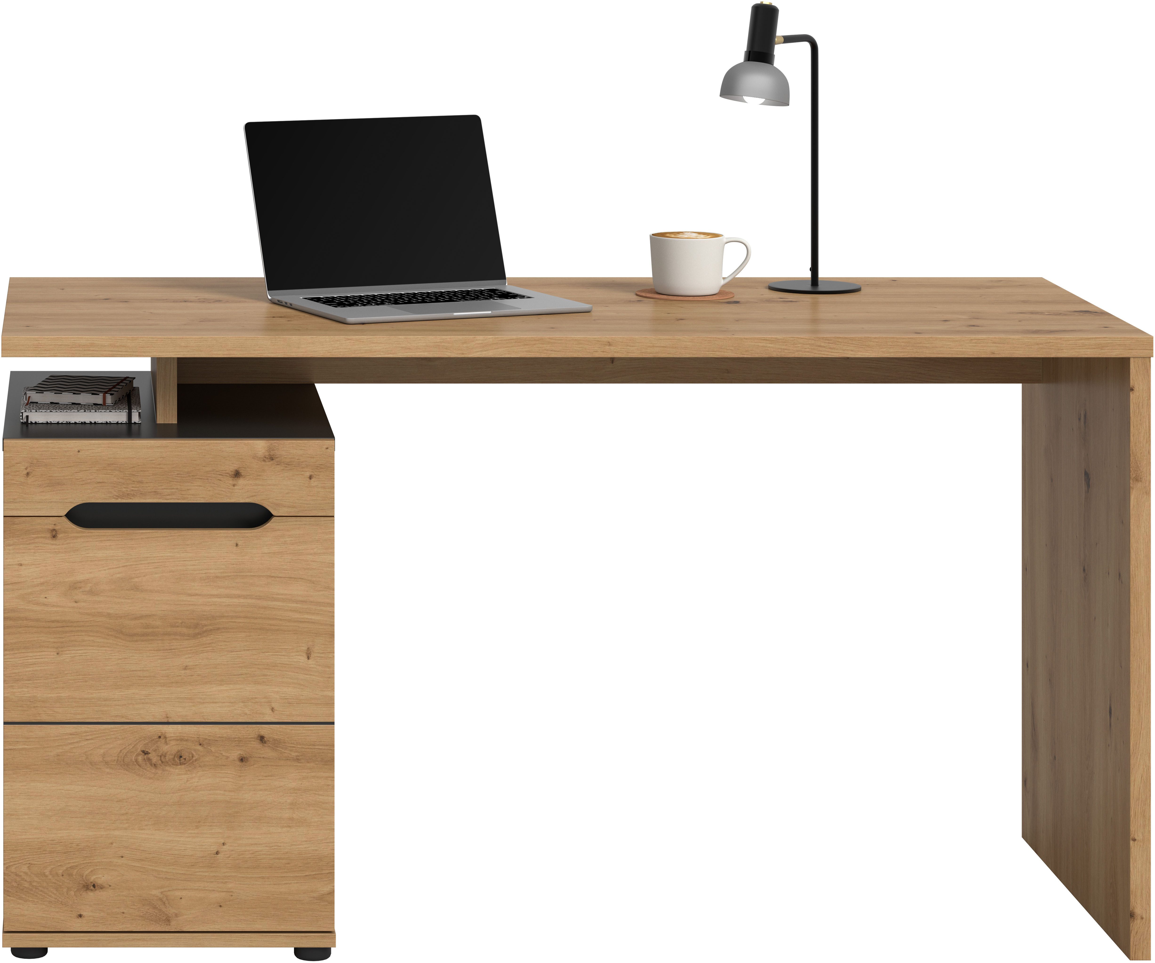 Home affaire Schreibtisch REHAT, Bürotisch, Computertisch, Laptoptisch (bietet viel Stauraum für sämtliches Büromaterial), grifflose …