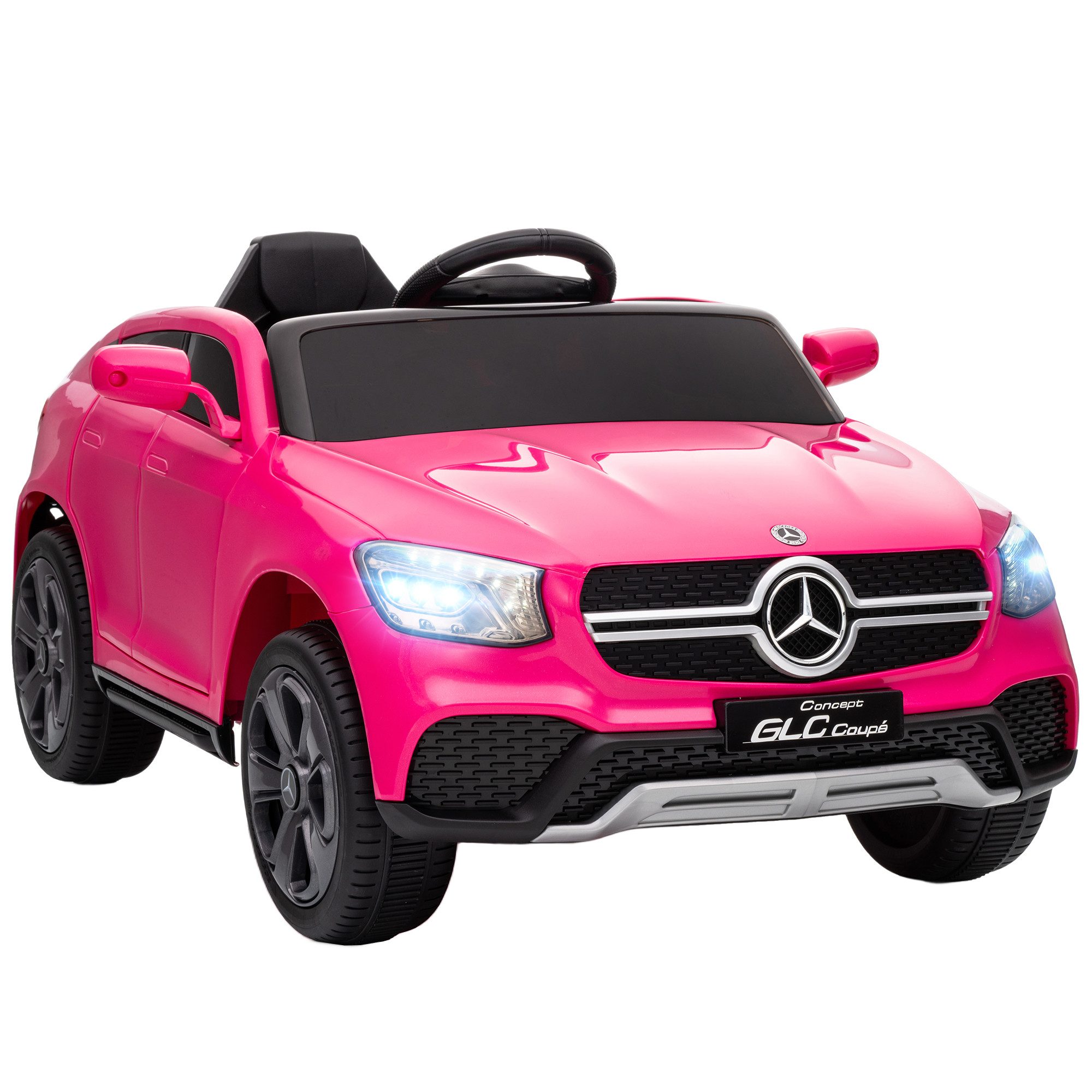 AIYAPLAY Electric Ride-On Car for Kids, Mercedes Benz Design, 12V Children's Car with Remote Control, 25 kg Weight Capacity, (1-piece), for Children 3-6 Years Old, Pink
