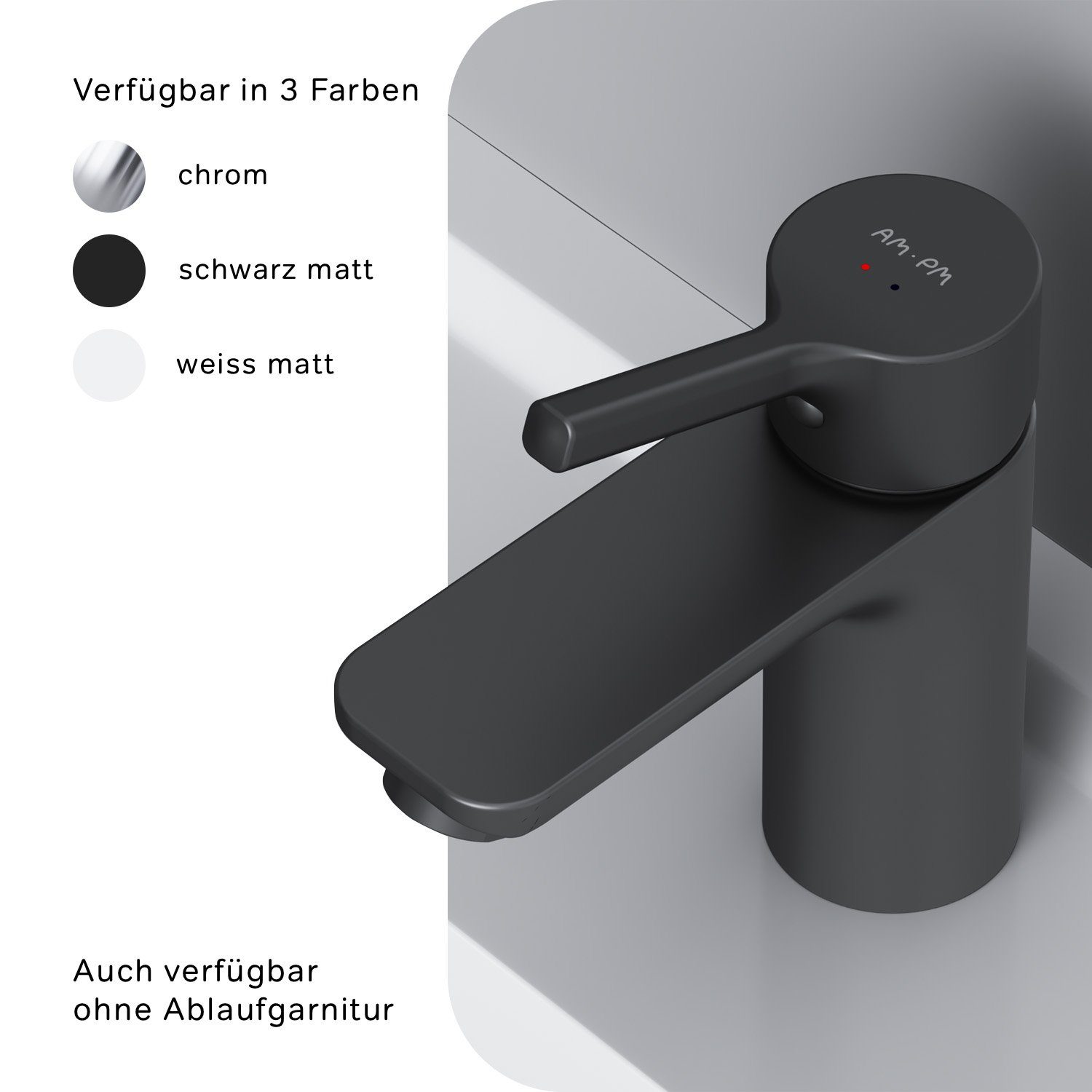 AM.PM Waschtischarmatur X joy S G Klick-Ablaufgarnitur Klick-Ablaufgarnitur flexibler inkl. 3/8-Anschluss, keramikkartusche, Schwarz