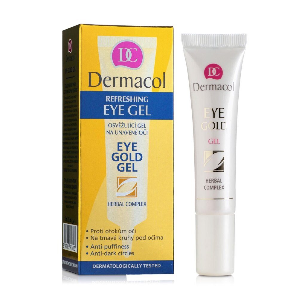 Dermacol Augengel Gold Eye Gel gegen Schwellungen Müdigkeit und Ringe unter den Augen