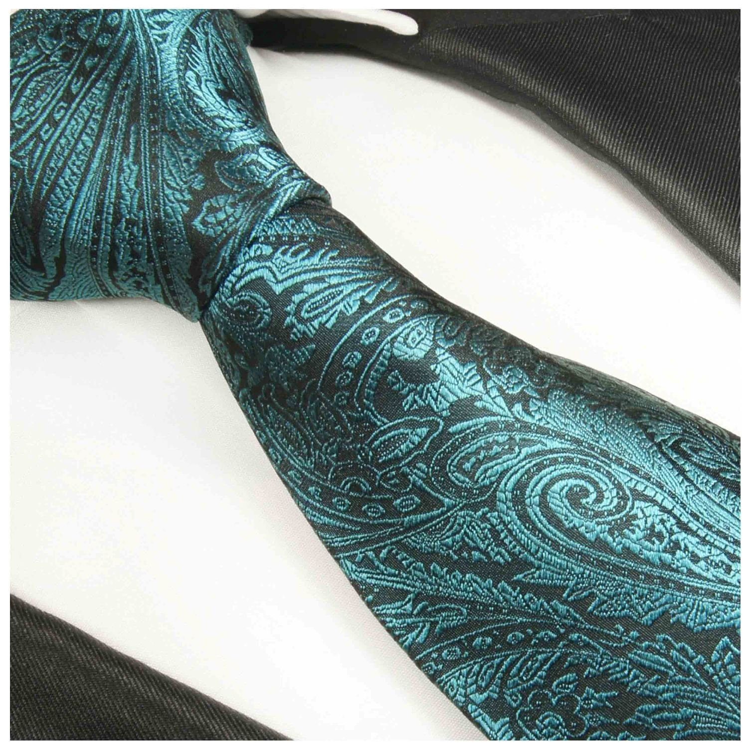 Paul Malone Krawatte Herren Seidenkrawatte mit Tuch modern paisley floral 1 günstig online kaufen