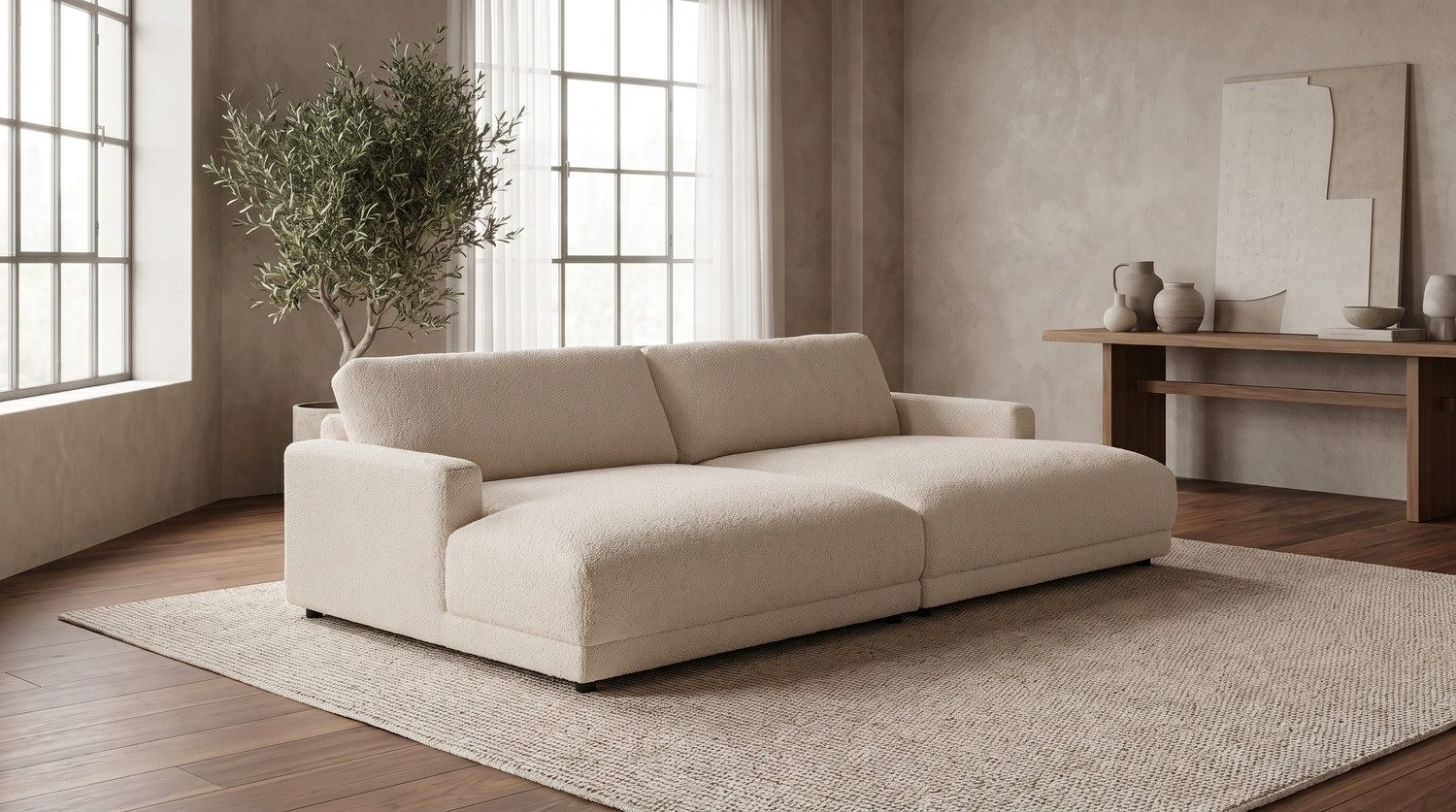 KAWOLA Big-Sofa MARLIN, Big Sofa Stoff beige