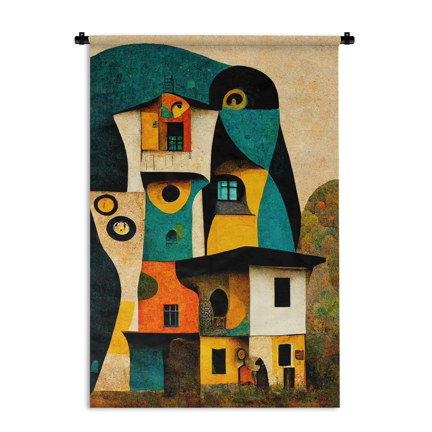 MuchoWow Wandteppich Abstrakt - Design - Zuhause - Vintage - Kunst, Rechteckig, Höhe: 3 mm, Wandtuch, Wohnzimmer Deko, 60x90 cm