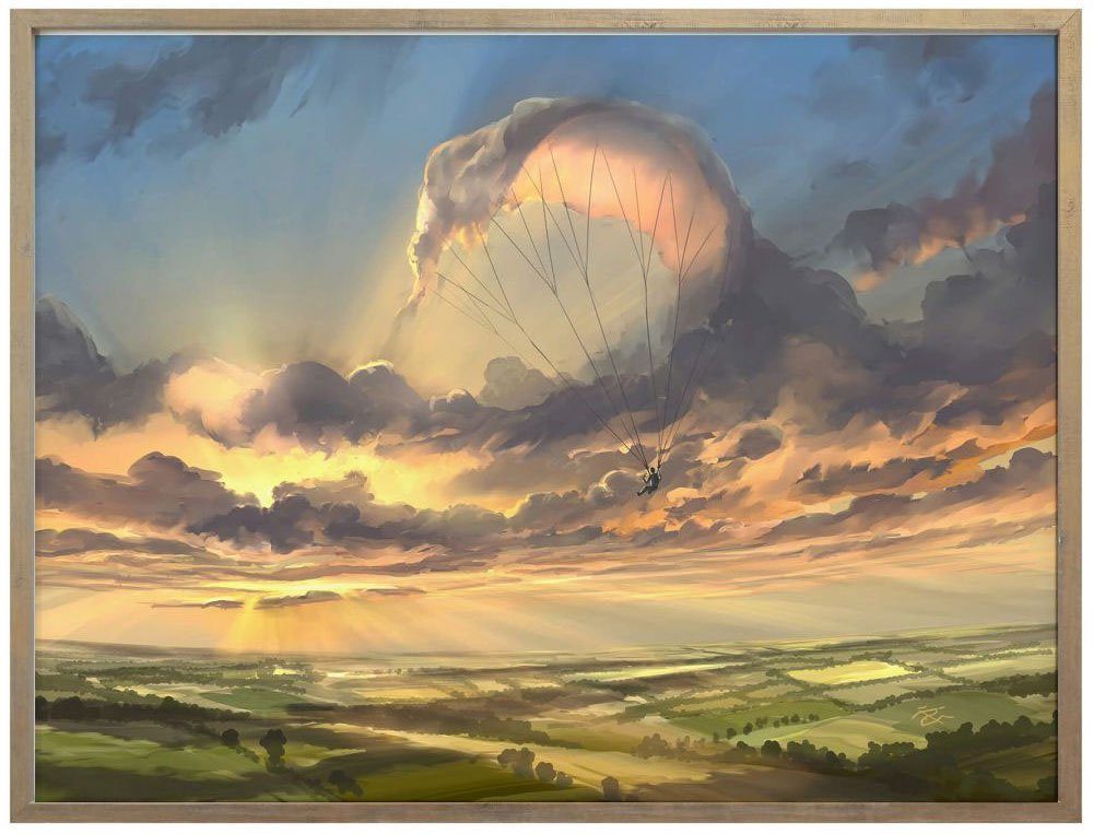 Wall-Art Wandbild, Bild, Poster, St), Surrealismus Poster Schriftzug (1 Wolkenflug, Wandposter Bild
