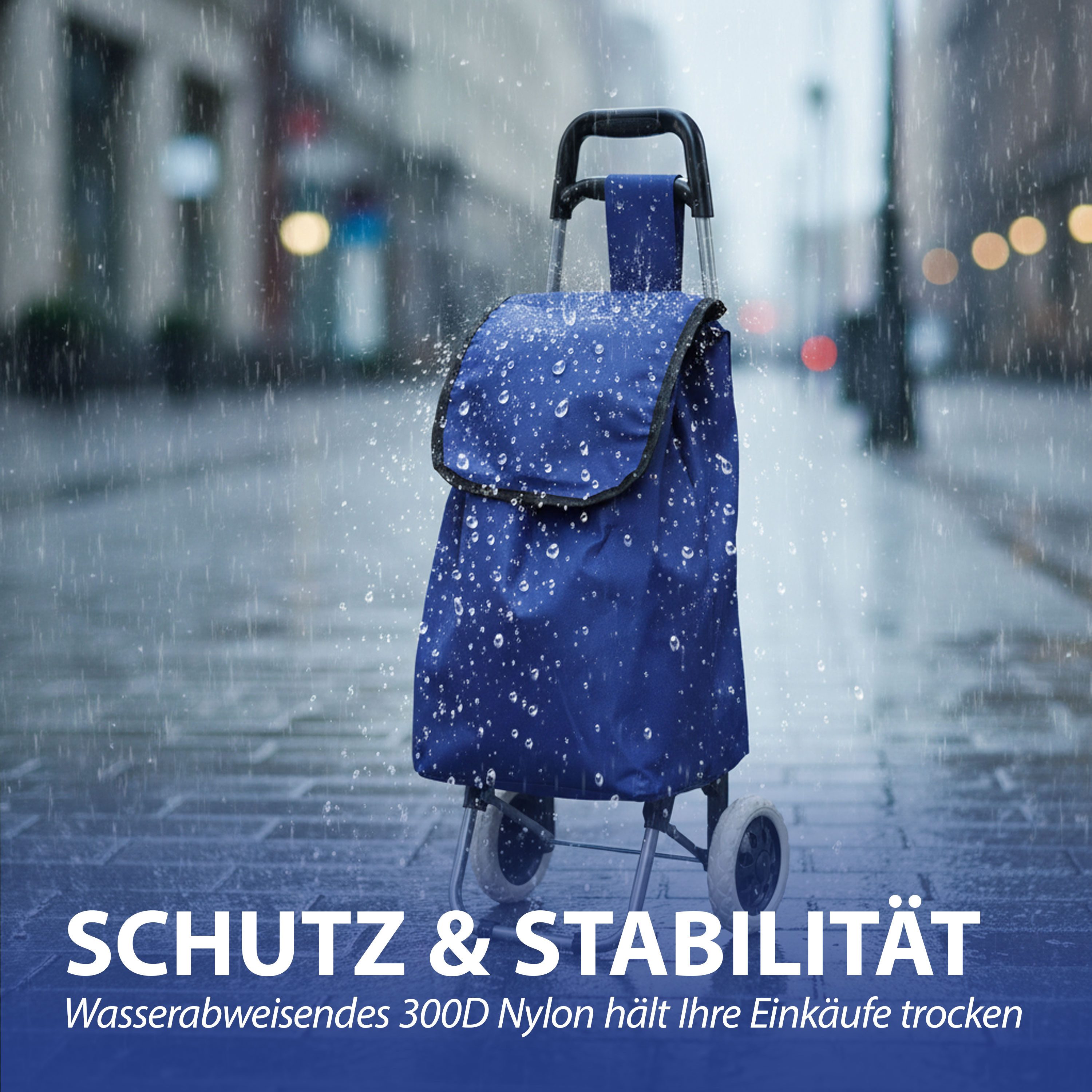 CEPEWA Einkaufstrolley Einkaufstrolley blau 45L 40x92x20cm Polyester Metall Rollen bis 25 kg – Bild 4 von 5