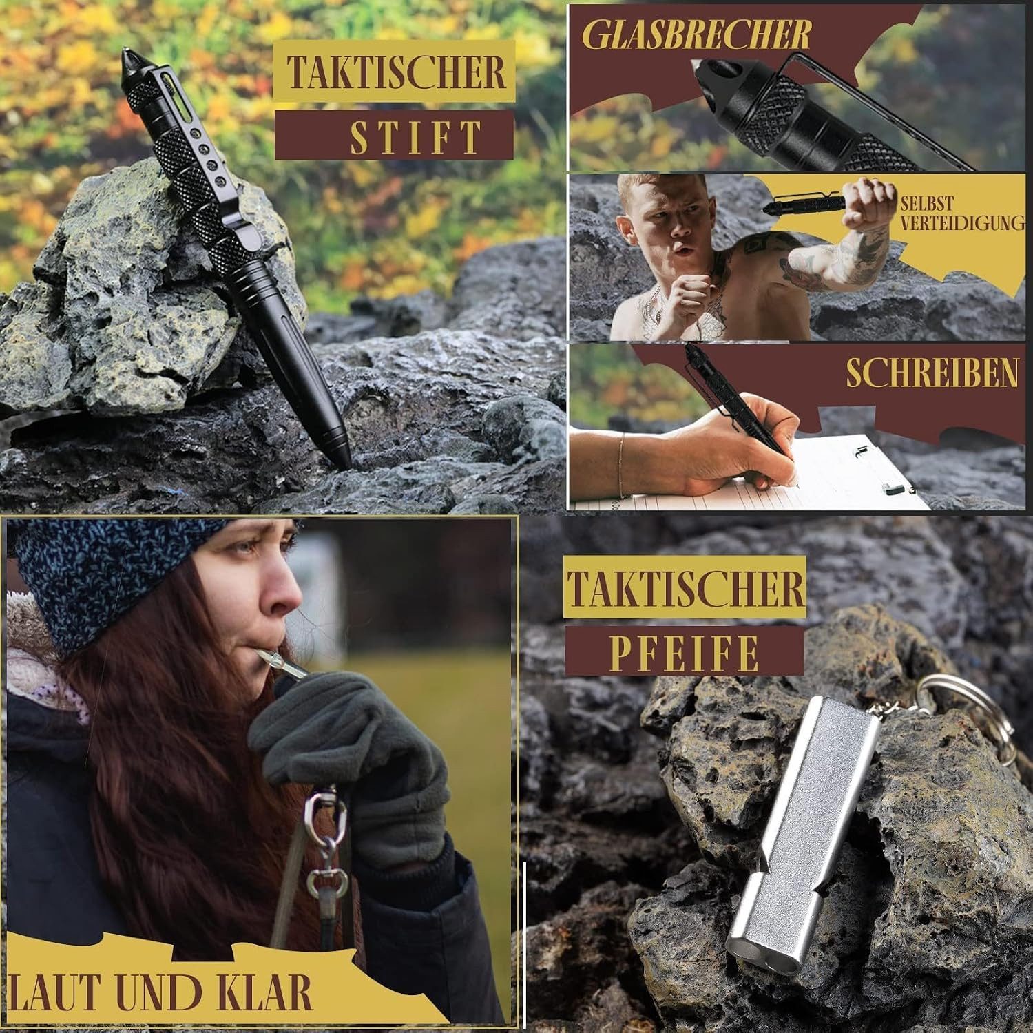 Vivitar Multitool 13-in-1 Survival Kit für Männer, Outdoor Ausrüstung mit Taschenlampe, (Feuerstarter, Paracord Armband, Notfalldecke, Multifunktionskarte, 13 S – Bild 4 von 5