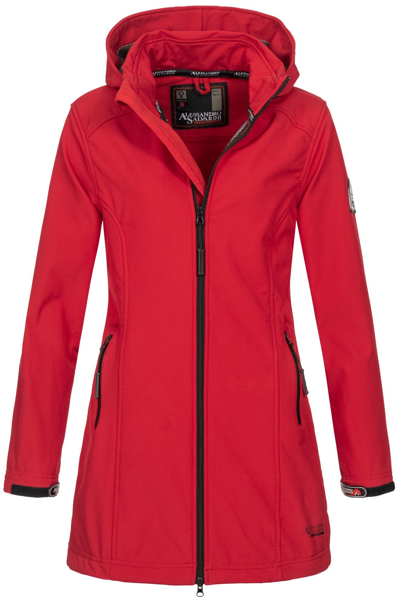 Alessandro Salvarini Softshelljacke Alessia lang mit abnehmbarer Kapuze Rot