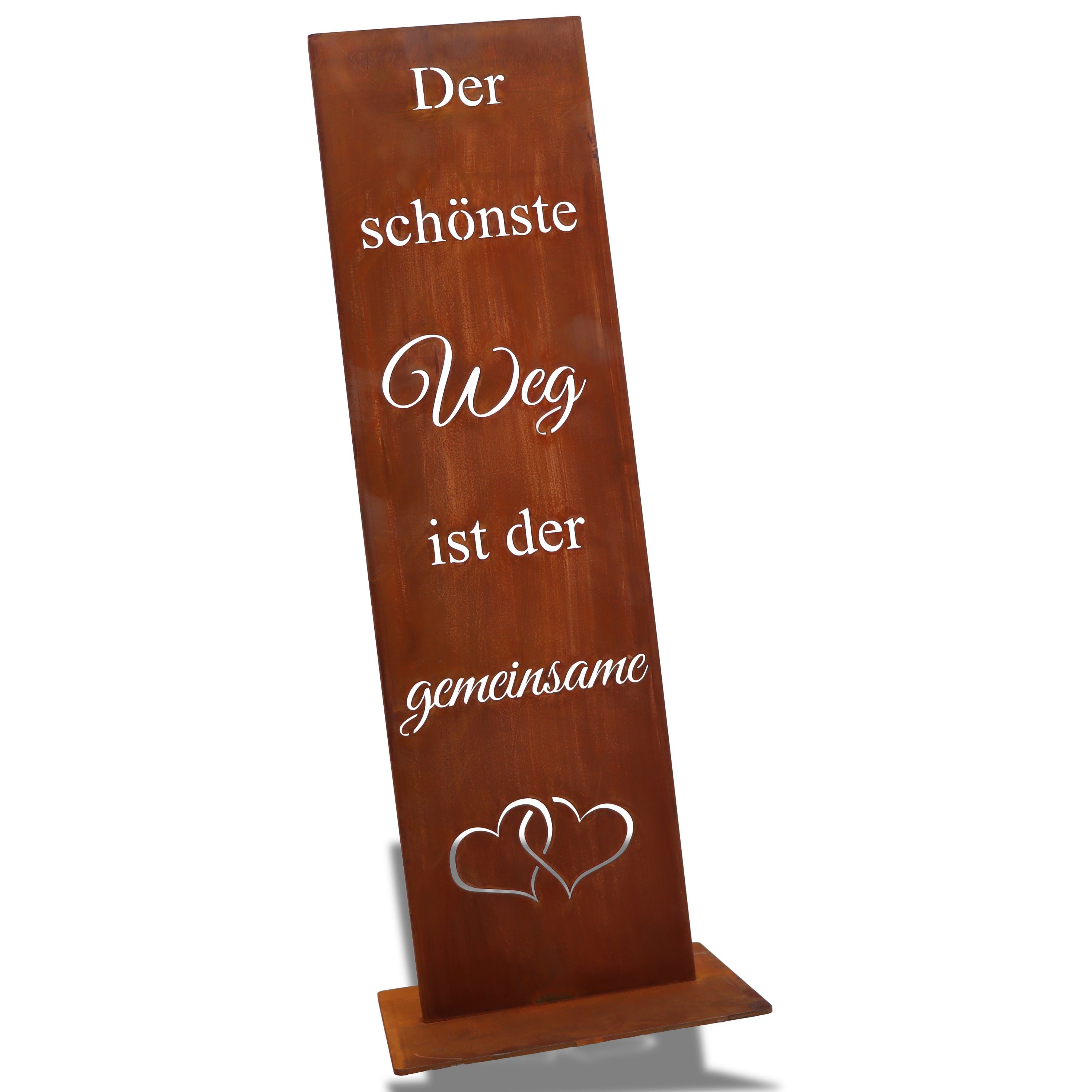 Rostikal Metallschild Gartenschild Hochzeit Edelrost 55 cm – Bodenplatte/Stecker, (1 St), Spruchtafel mit Herzmotiv – wetterfest & pflegefrei, ideal für Eingang