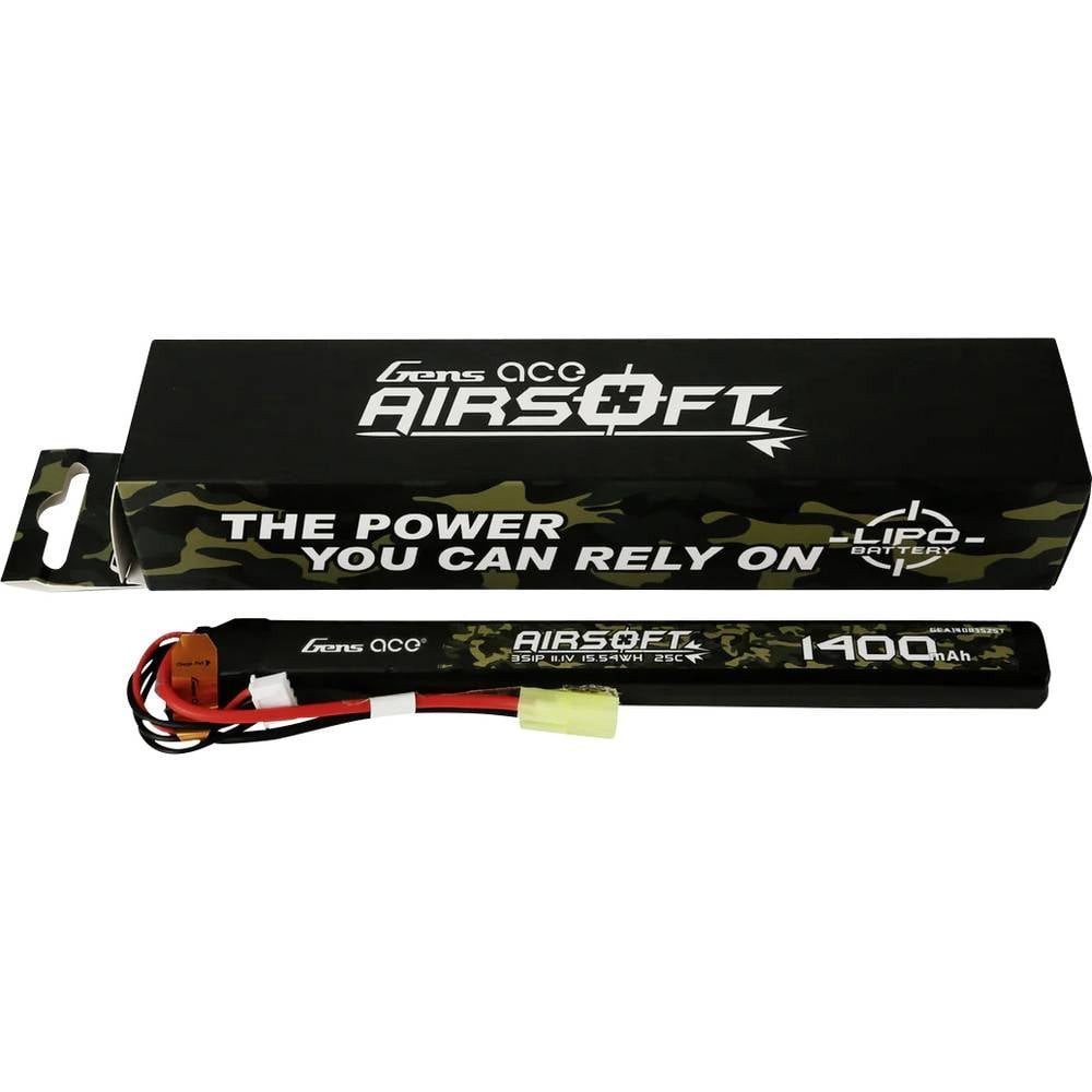 Gens ace 25C 1400mAh 3S1P 11.1V Airsoft Gun Lipo Battery with mini GEA14003S25T Akku