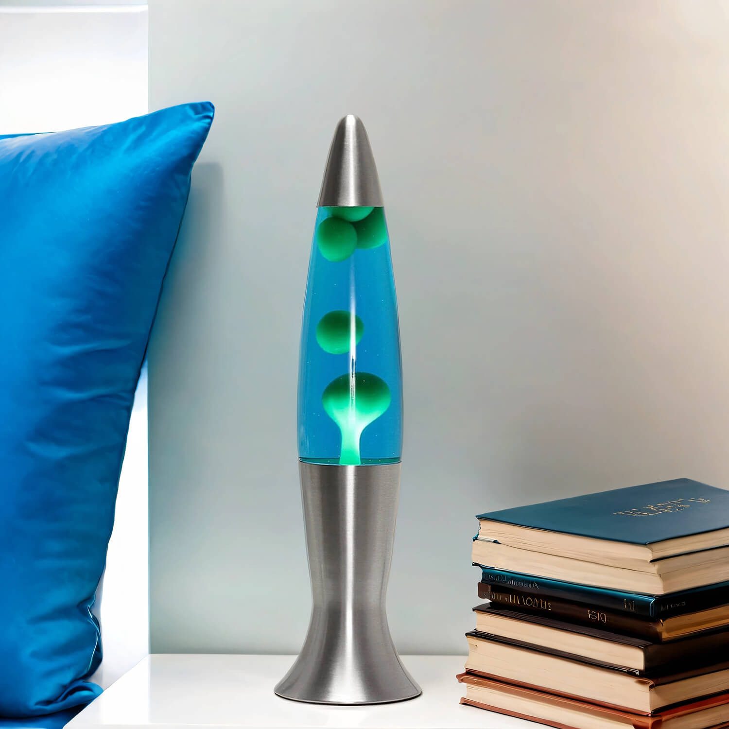 Licht-Erlebnisse Lavalampe ANGELINA, Warmweiß, Tischlampe Blau Grün 40m Sti günstig online kaufen