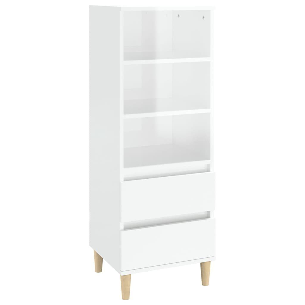 Highboard Highboard Hochglanz-Weiß 40x36x110 cm Spanplatte Kommode Wohnzimmer