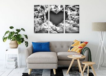 Pixxprint Leinwandbild Romantisches Herz in den Wolken, Romantisches Herz in den Wolken 3Teiler (120x80cm) (1 St), Leinwandbild fertig bespannt, inkl. Zackenaufhänger