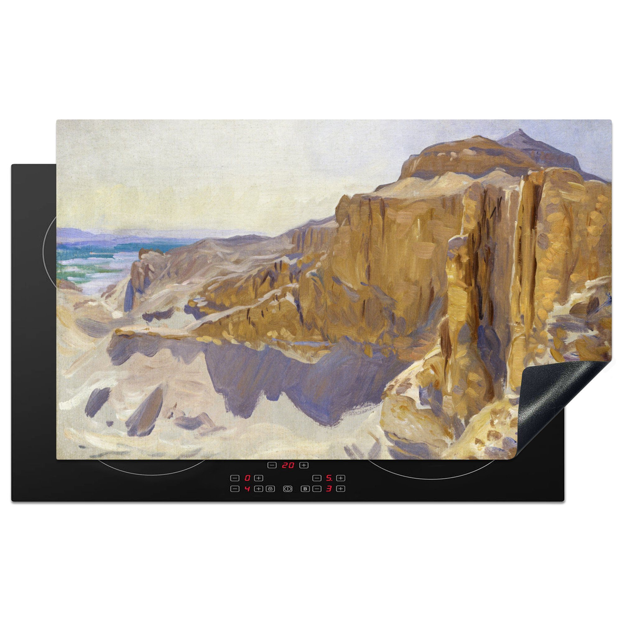 MuchoWow Herdblende-/Abdeckplatte Klippe bei Deir El Bahri, Ägypten - John Singer Sargent, Vinyl, (1 tlg), 83x51 cm, Ceranfeldabdeckung, Arbeitsplatte für küche