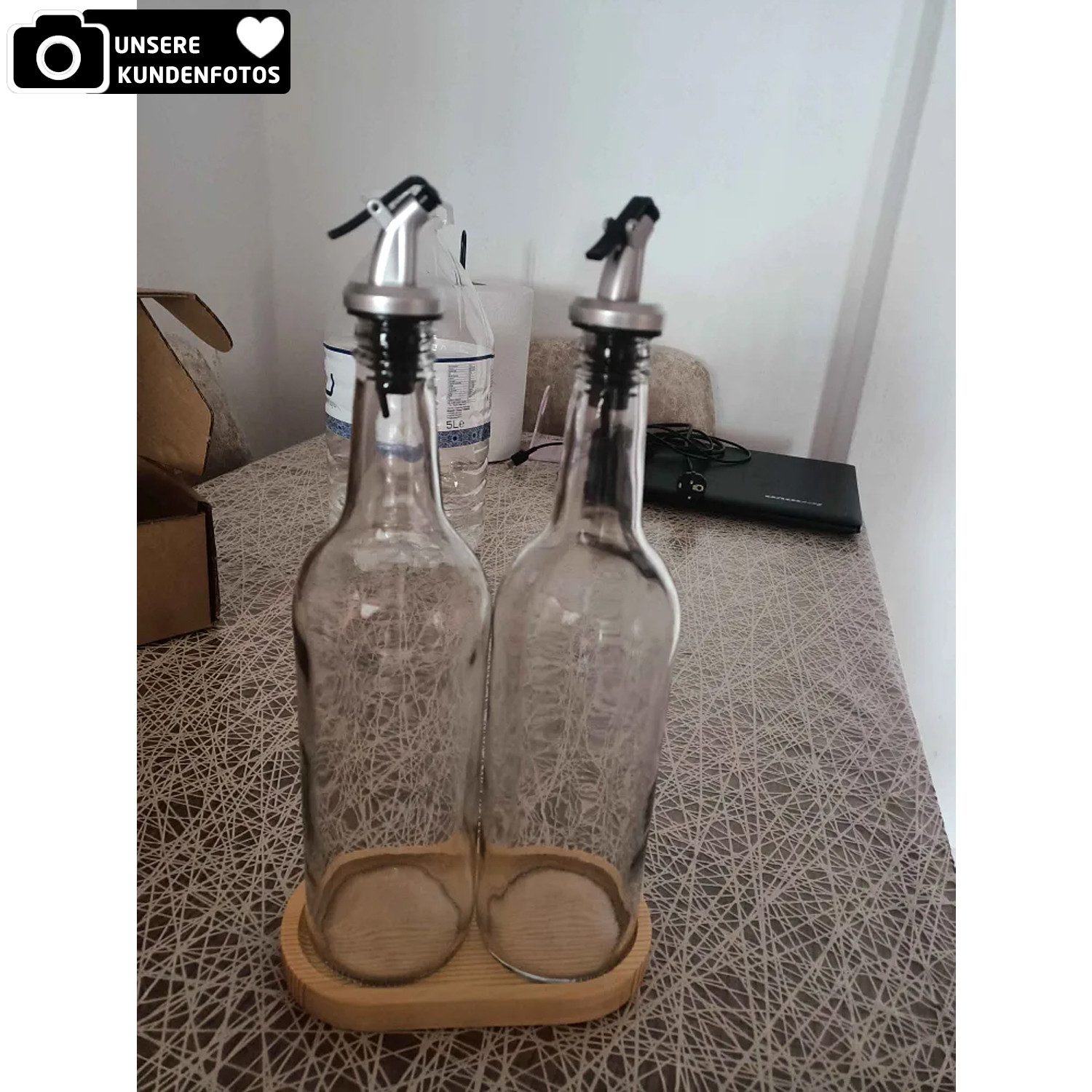 Jungengel Menage-Set 2er-Set 750 ml Öl- und Essigflaschen Ölflaschen Ölkanne, (Set, 2-tlg., 2er Set bestehend aus zwei Glasflaschen mit Ausgießer), Transparente – Bild 4 von 5