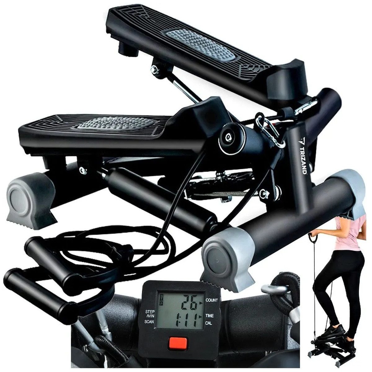 Wisam Mini-Heimtrainer Schrägstepper mit HQ Trizand 22776 Kabeln
