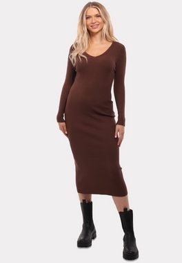 YC Fashion & Style Strickkleid Strickkleid mit V-Ausschnitt KNIT DRESS (Kein Set, 1 -tlg) Langarm, in Unifarbe, mit V-Ausschnitt