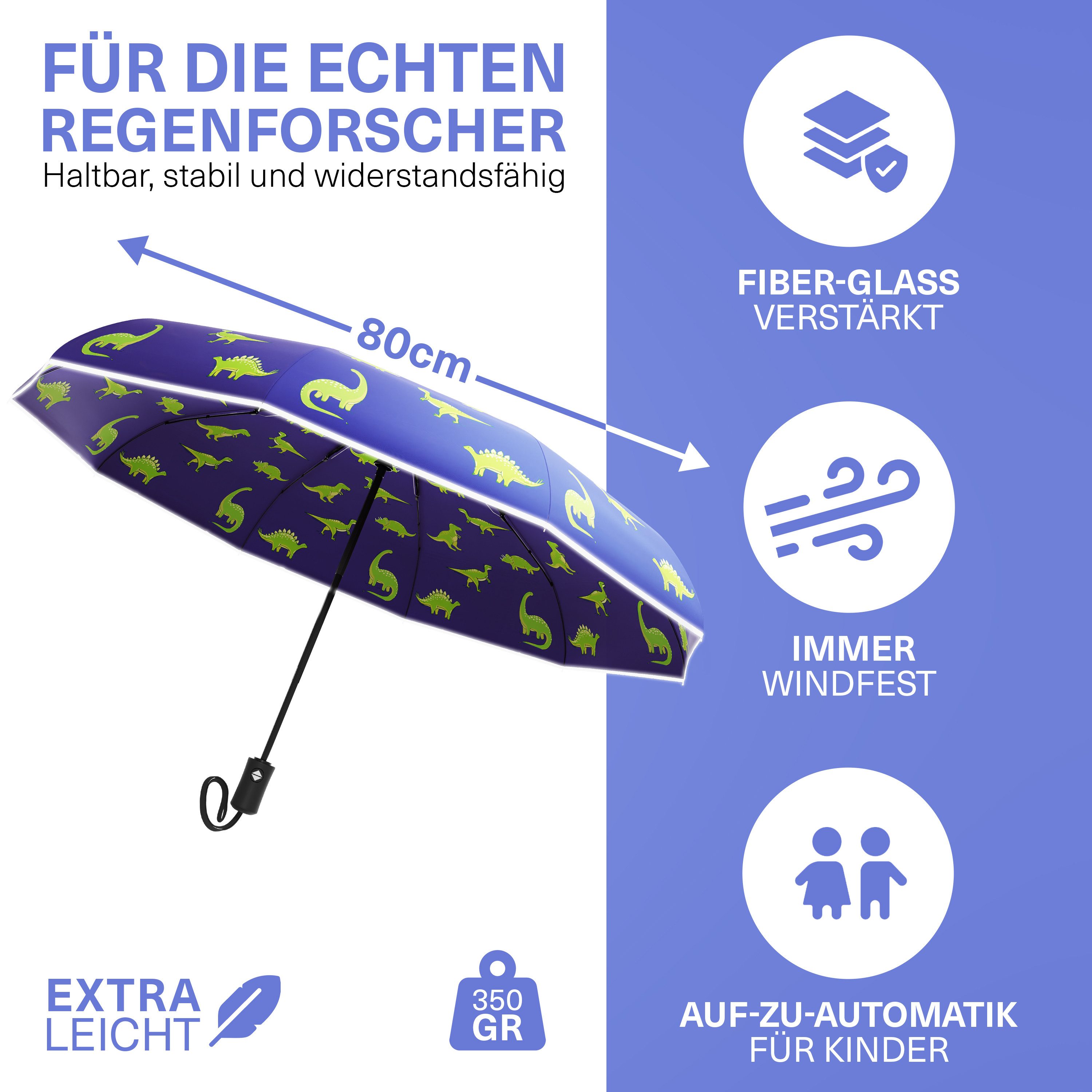 Styngard Taschenregenschirm Rotterdam, Regenschirm Kinder mit Sicherheitsreflektoren - Kinderschirm