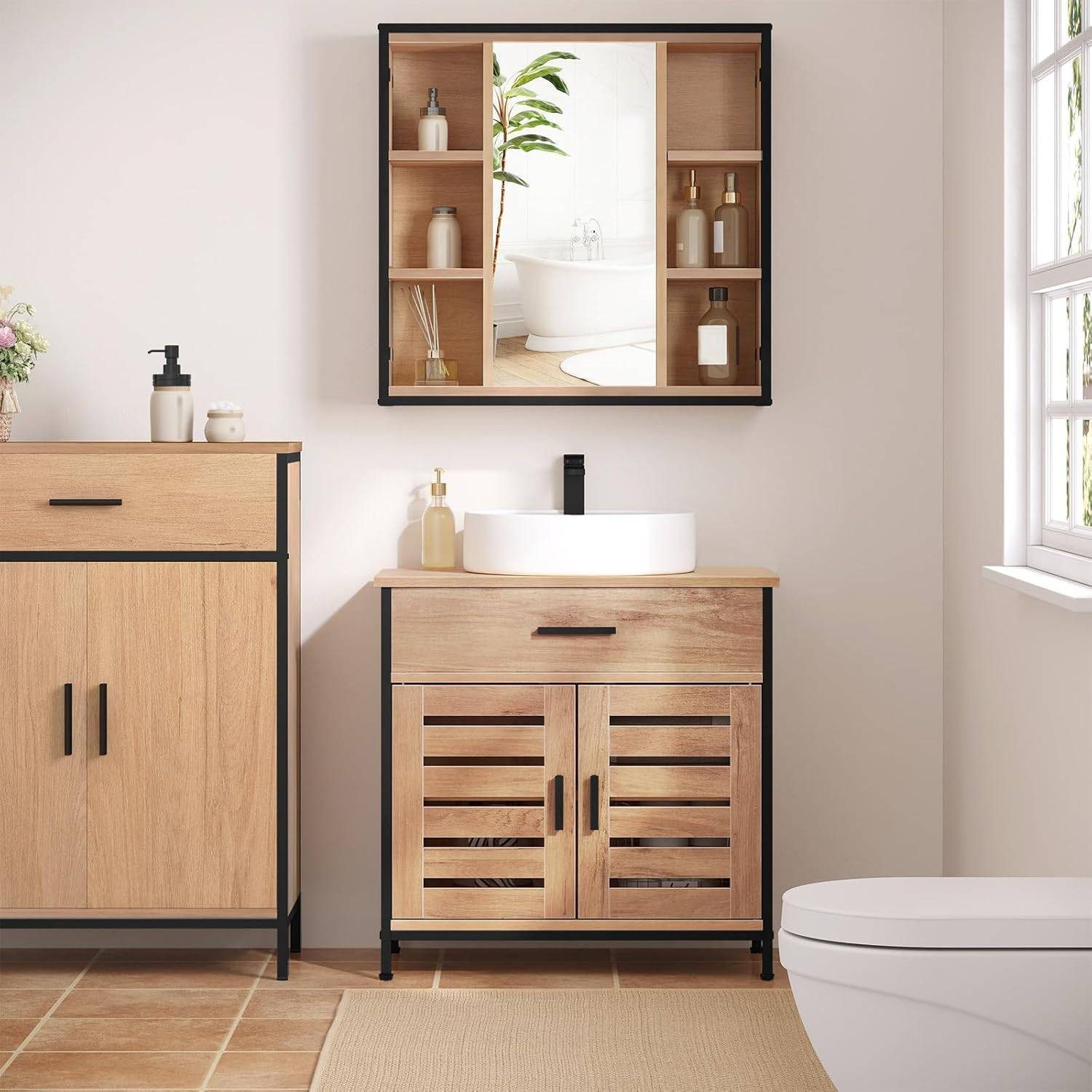 EUGAD Waschbeckenunterschrank (1-St) Unterschrank Waschbecken, 2 Türen, ver günstig online kaufen