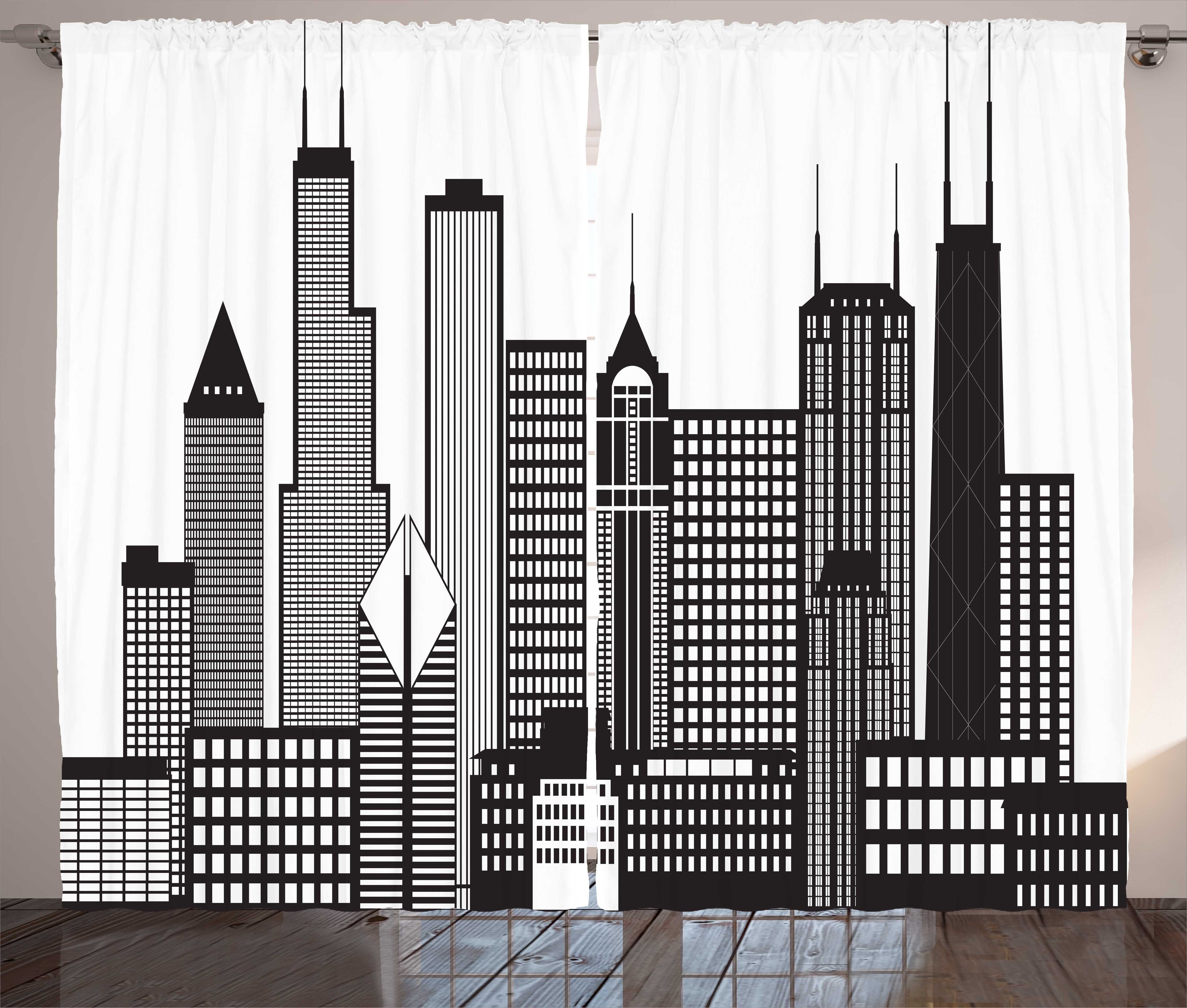 Skyline-Panorama Schlaufen Abakuhaus, Haken, Vorhang und Chicago USA Gardine Stadt mit Schlafzimmer Kräuselband