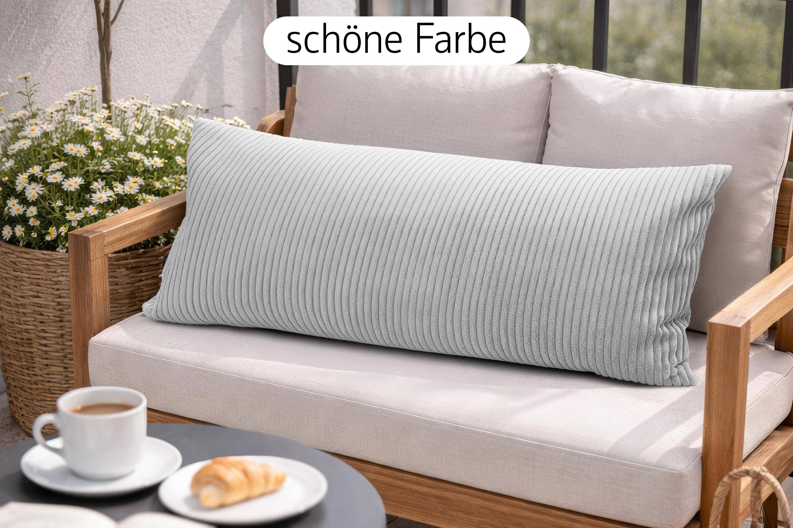 Amilian Kissenbezüge 40x80 cm 2er Set Cord-Optik Hotelverschluss - Zierkissenhülle Sofa, weich, pflegeleicht, formstabil – Bild 4 von 5