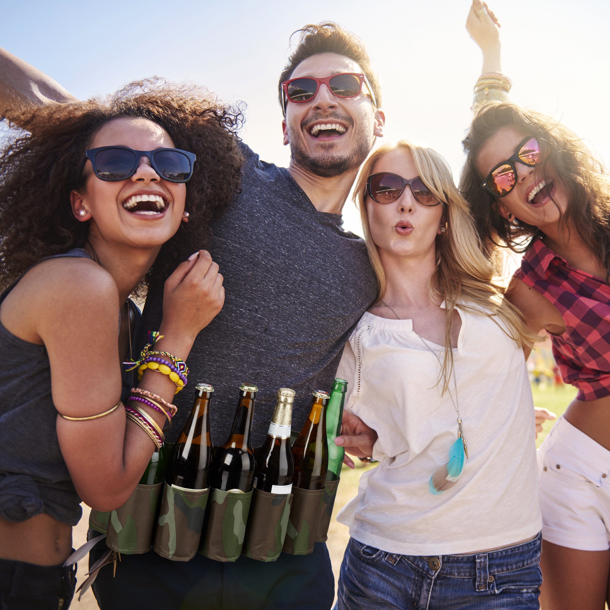 relaxdays Trinkgürtel 4 x Biergürtel für 6 Dosen & Flaschen