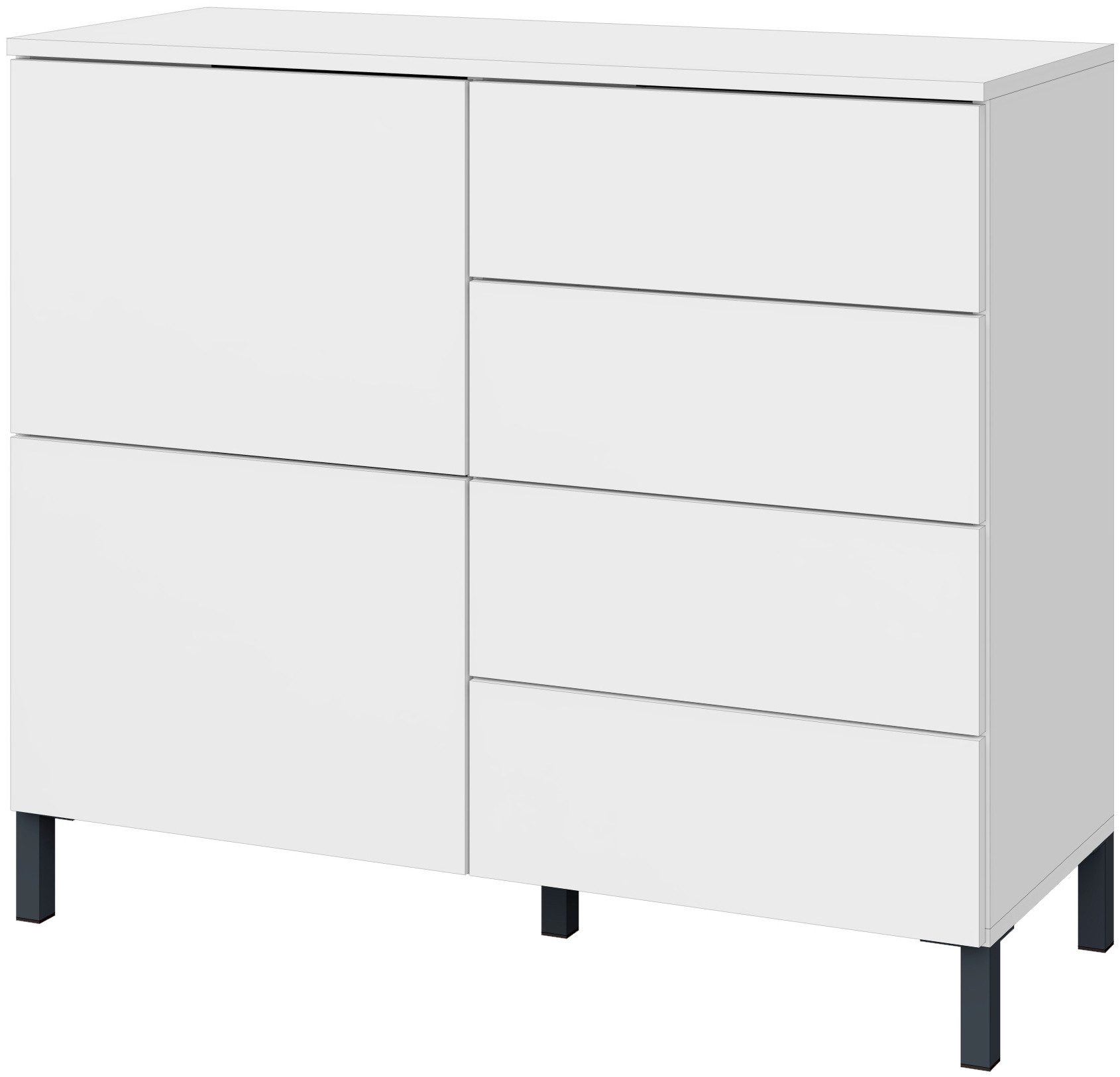 borchardt Möbel Kommode Haama, modern, grifflos, Metallfüße, praktisch, 2 Türen, Push-To-Open, verstellbare Einlegeböden, viel Stauraum, Breite 93cm