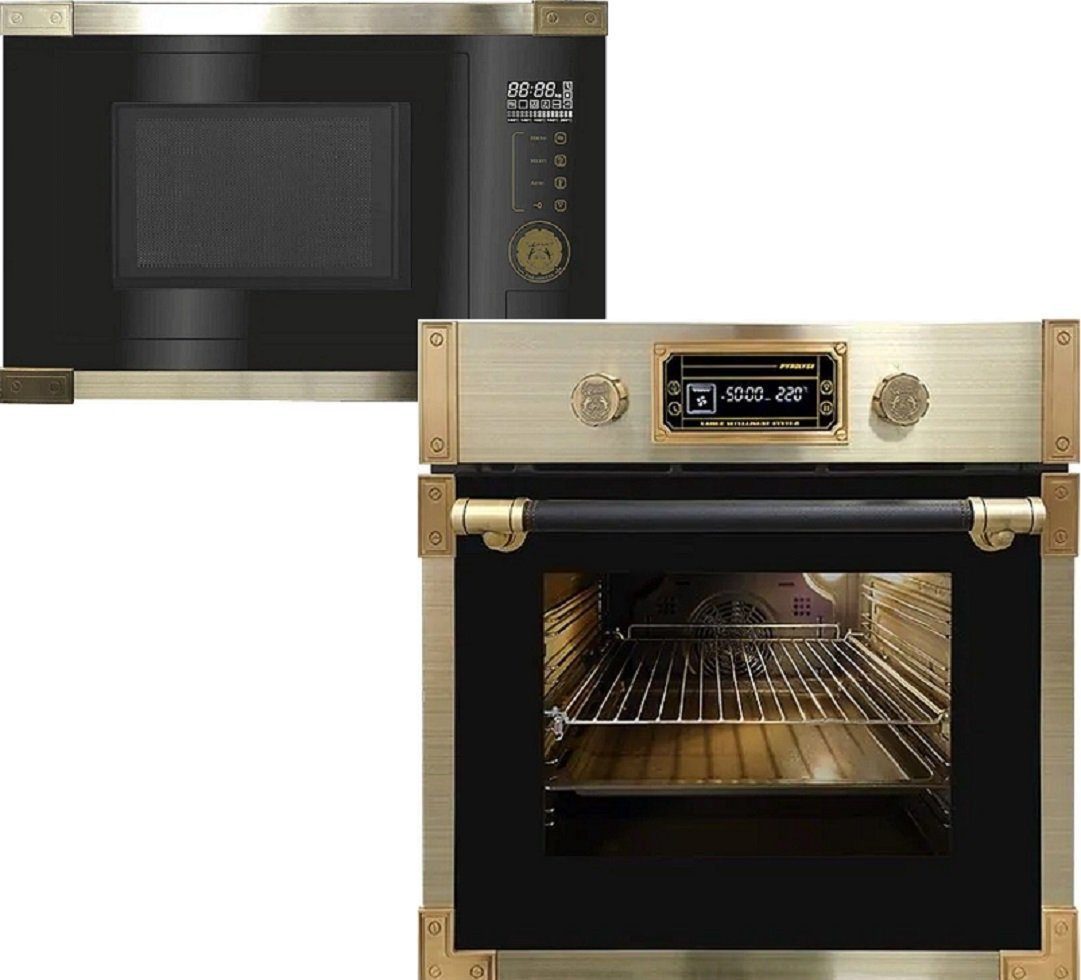 Kaiser Küchengeräte Backofen-Set Retro Pyrolyse Einbau Backofen 73L+Einbau-Mikrowelle, 25 l EH 6427 AD+EM 2545 AD., mit 1-fach-Teleskopauszug