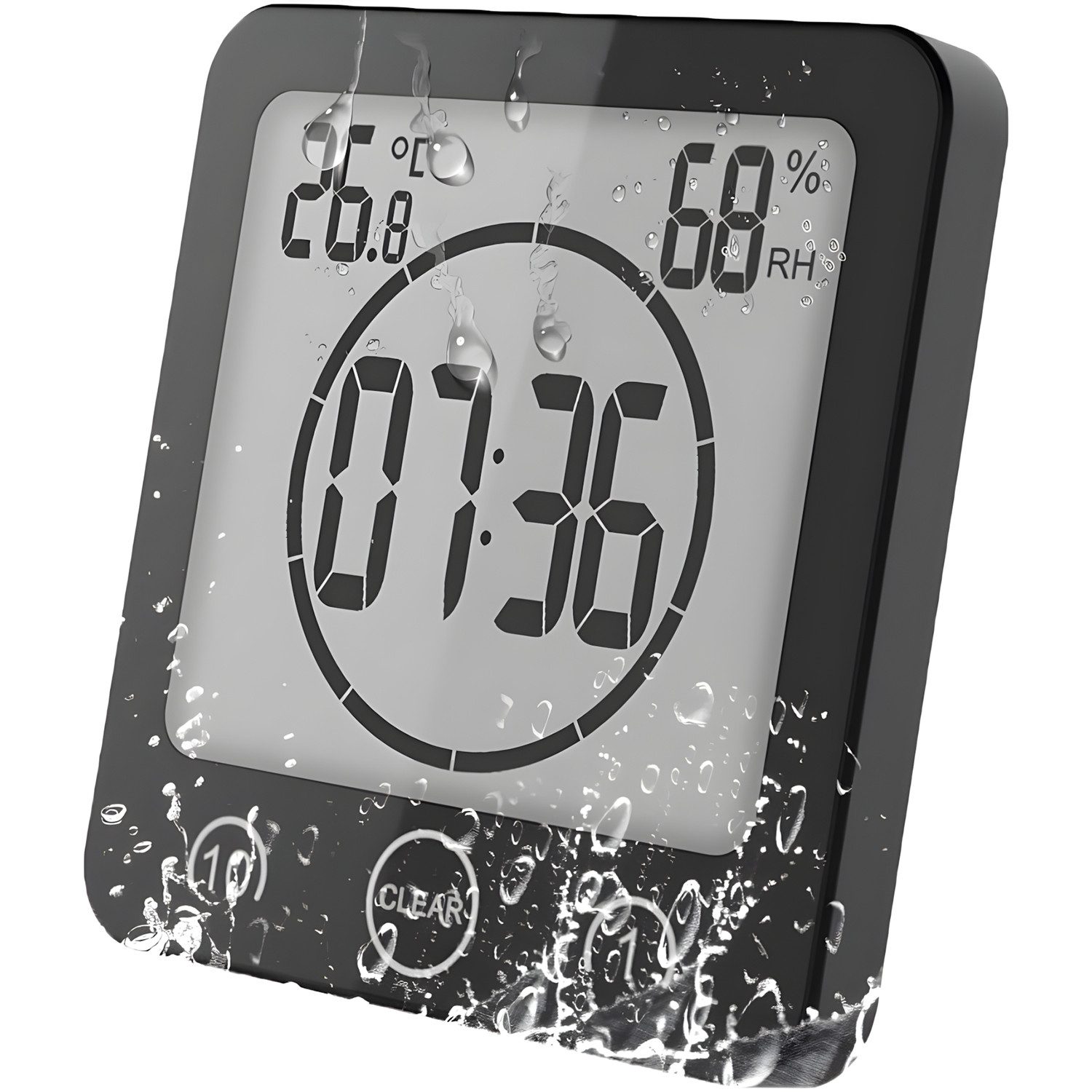 Badezimmeruhr Duschuhr mit Saugnapf LCD Display Countdown Timer Für Dusche Küche