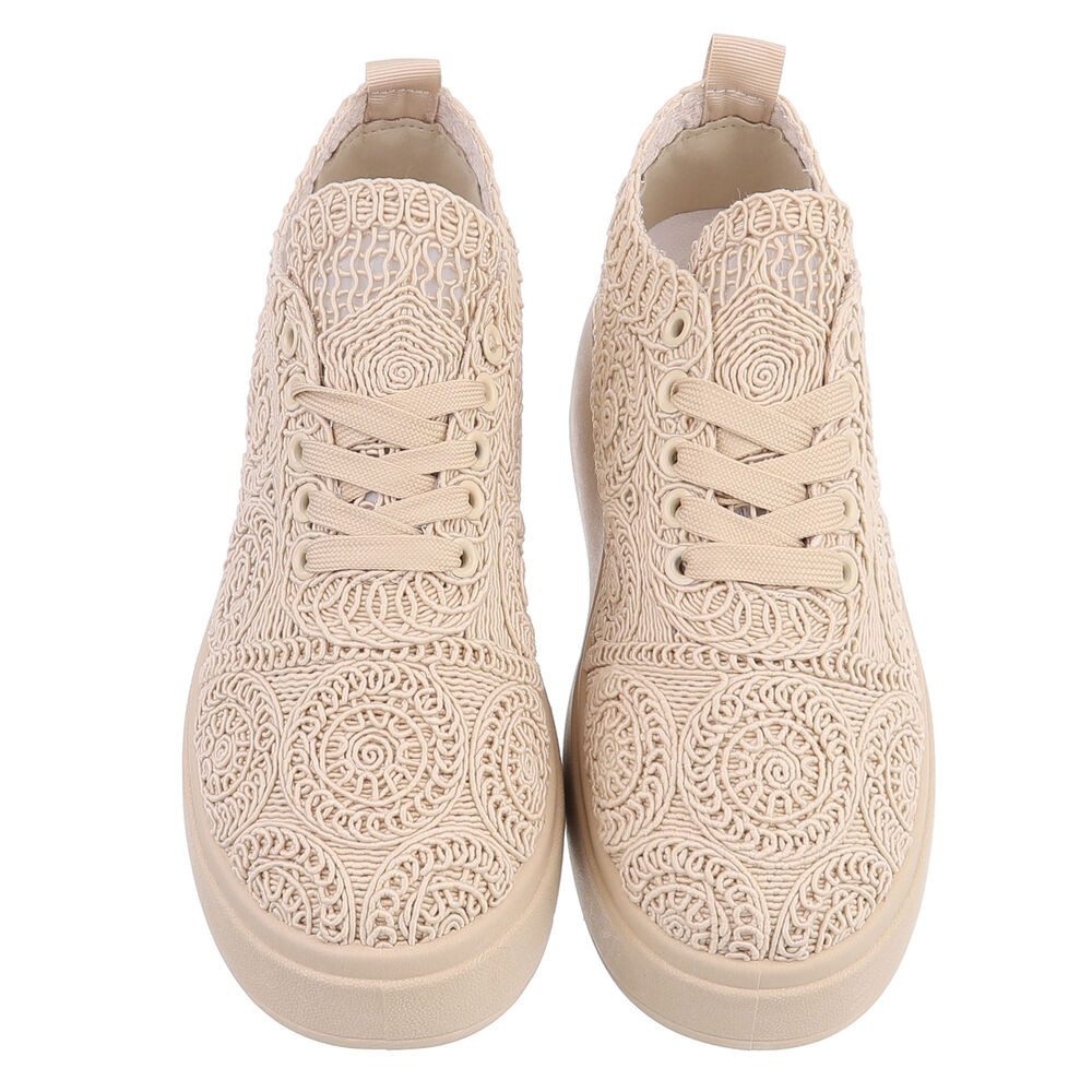 Ital-Design Damen Sneaker mit erhöhtem Komfort und kunstvollem Design Sneaker (91116878) Keilabsatz/Wedge Sneakers Low in Beige