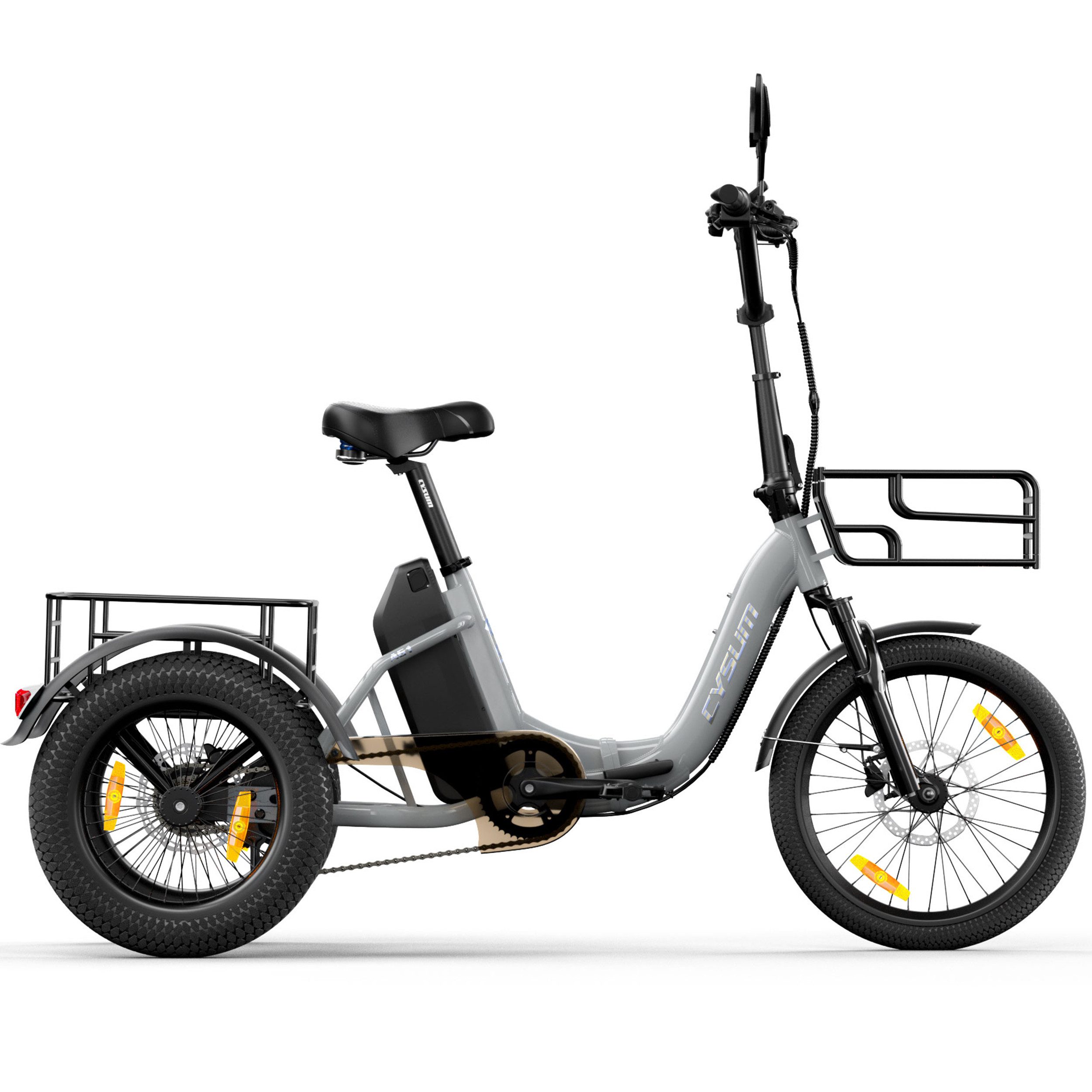 Vankel E-Bike Cityrad AG1 3 rad Faltbares Damen u. Herren E-Fahrrad 960WH Pedelec, 120 km, Kettenschaltung, Heckmotor, 960 Wh, (Beleuchtungsset mit Batterieladegerät, Batterieschlüssel, Werkzeug), Faltbares 3-Rad-E-Bikes 250W, 48V 20AH Akku, 20"×3.0" Reifen