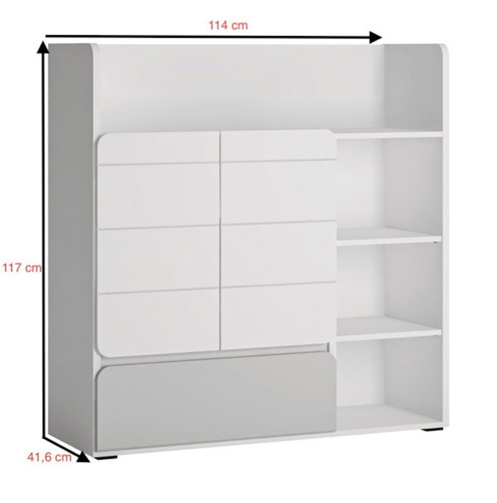 Feldmann-Wohnen Bücherregal Albi, 114x41x117cm weiß grau günstig online kaufen