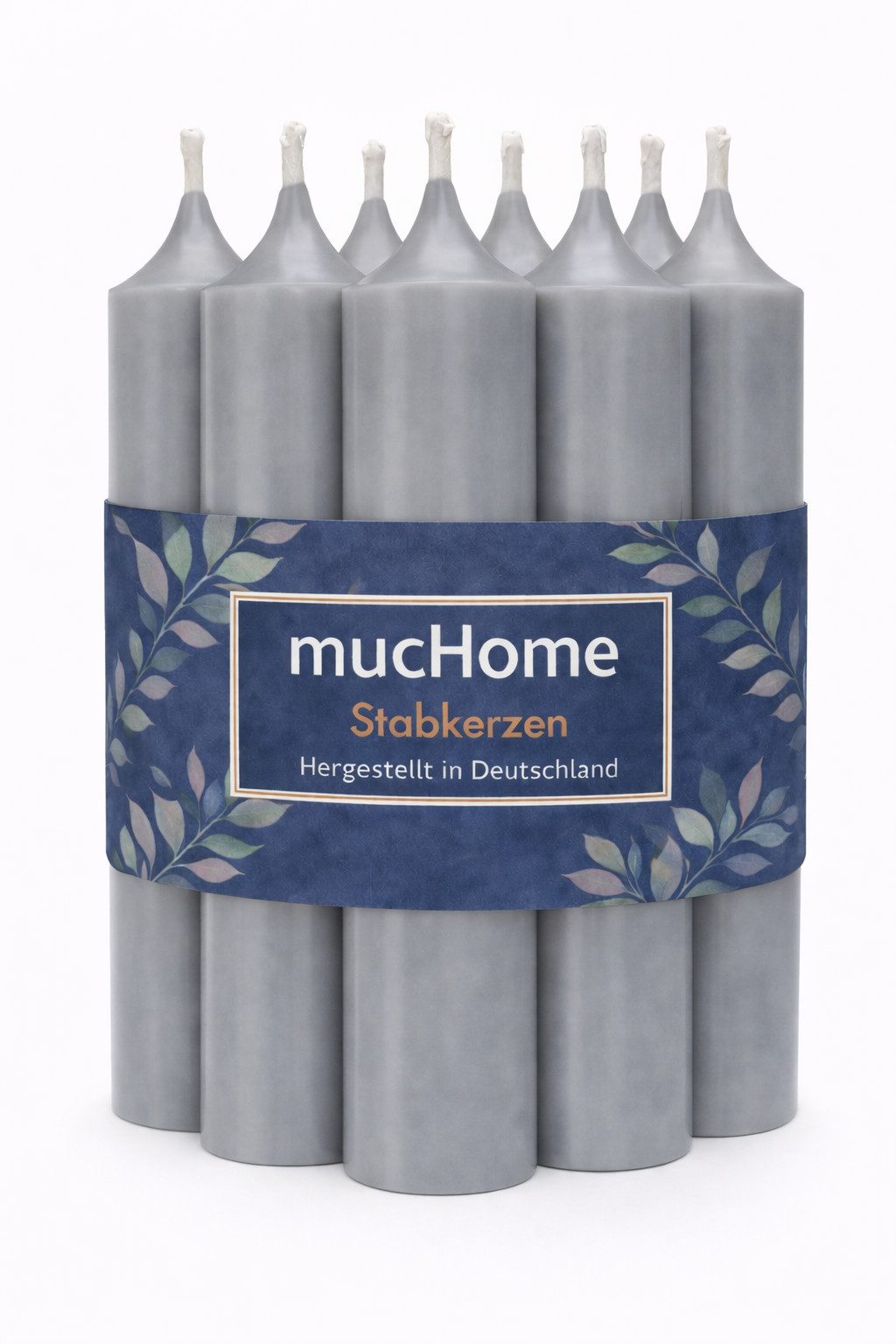 mucHome Stumpenkerze Stabkerzen 8er Set Made in Germany Ø 2,2 x 11 cm durchgefärbte