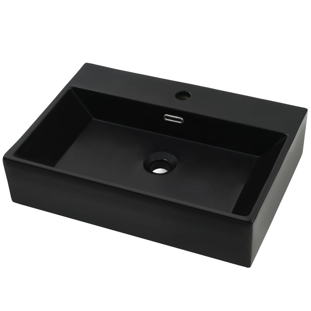 vidaXL Waschbecken 605 x 425 x 145 cm Waschbecken Badezimmer Aufsatzwaschbecken mit Hahnl