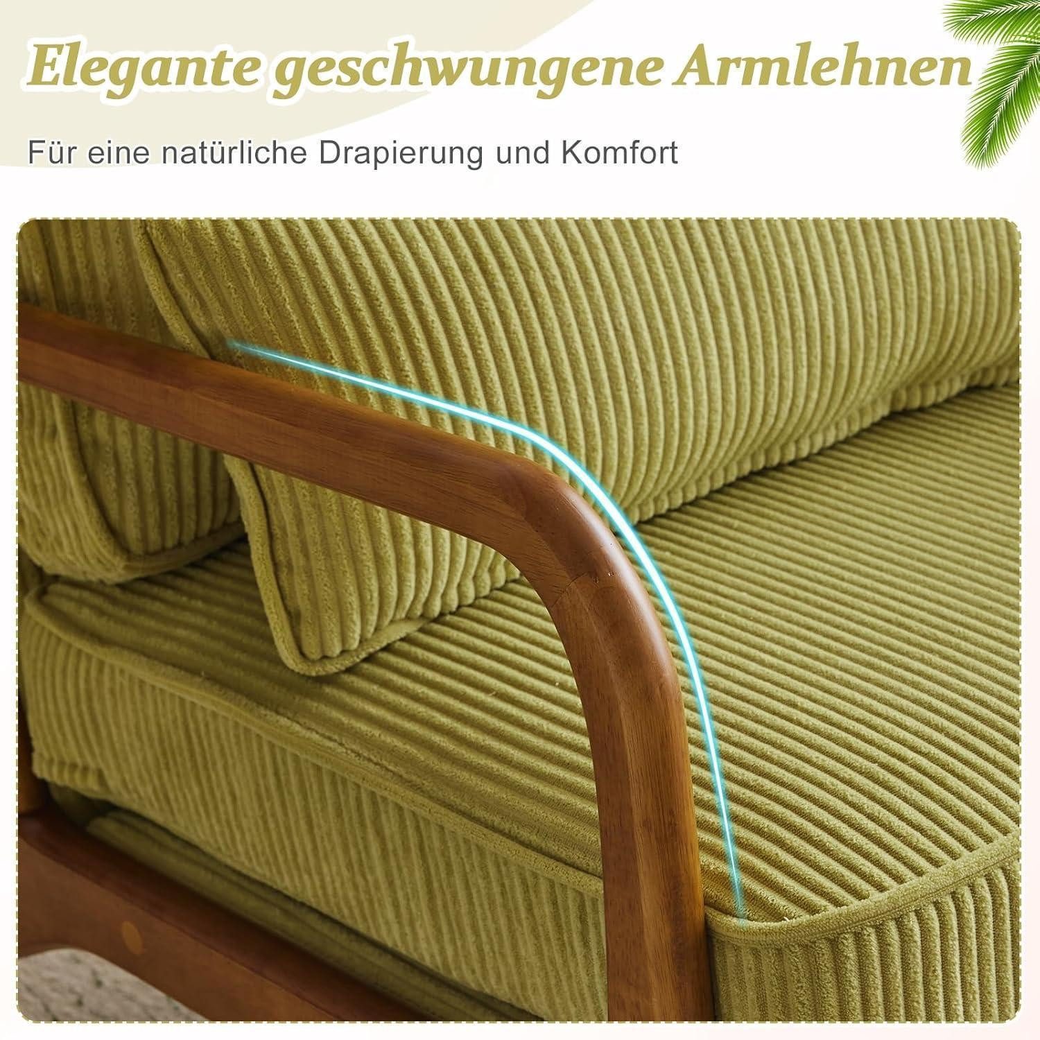 LuxusKollektion Cocktailsessel Sessel Cocktailsessel Loungesessel Ohrensessel Massivholz Grün