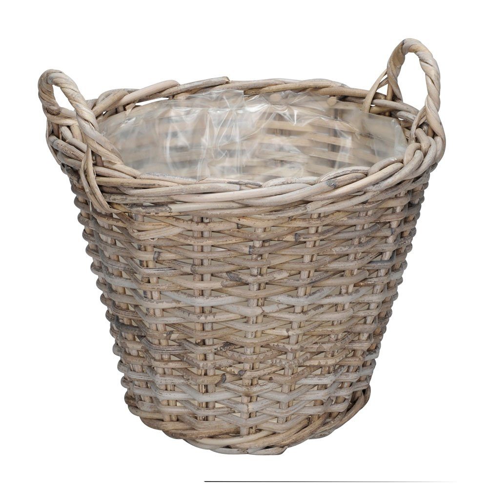 Blumentopf Pflanzkorb FLOWER MARKET grau braun Kooboo Rattan D31cm Rattankorb