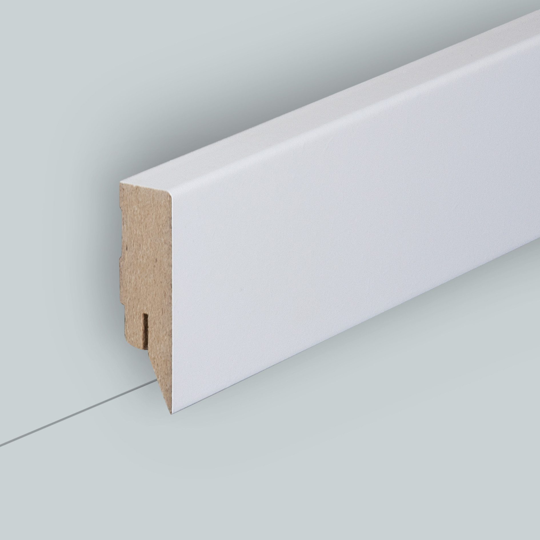 Südbrock Sockelleiste Sockelleiste weiß 58 mm MDF lackiert RAL 9010 Fussleiste, L: 250 cm, H: 5.8 cm, 1-St., Kann aufgrund der geringen Breite nicht per Clip befestigt werden