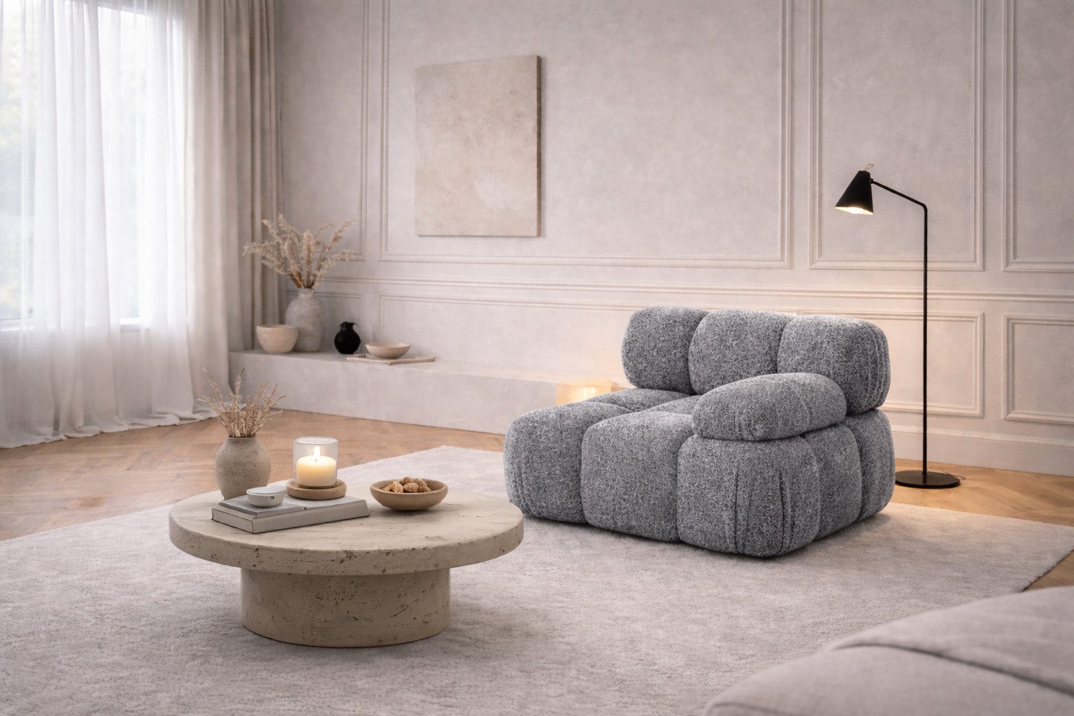 Kaiser Möbel Sofaelement Modul seitlich links / rechts, modulares System, Stoff Abriamo,SELIA (Einzelelement), modulares System, Wellenfederung