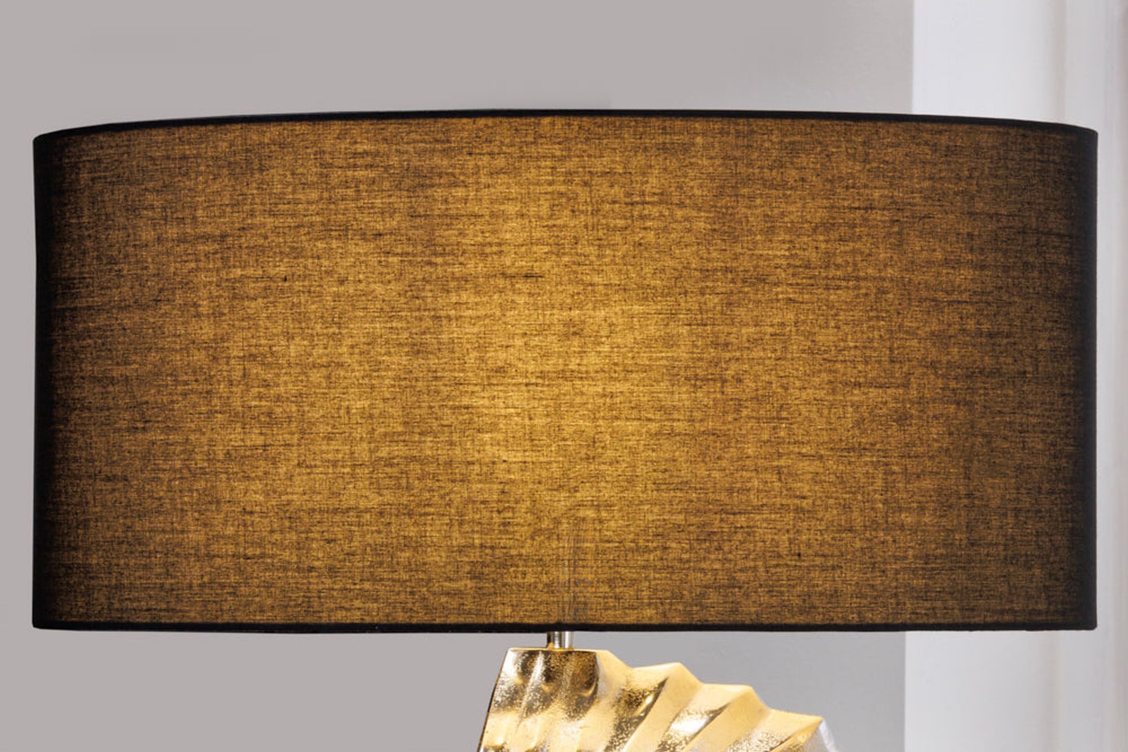Licht-Erlebnisse Lampenschirm LAMPENSCHIRM, Lampenschirm E27 für Tischlampe Stoff Ø 50 cm rund Schwarz Weiß Modern
